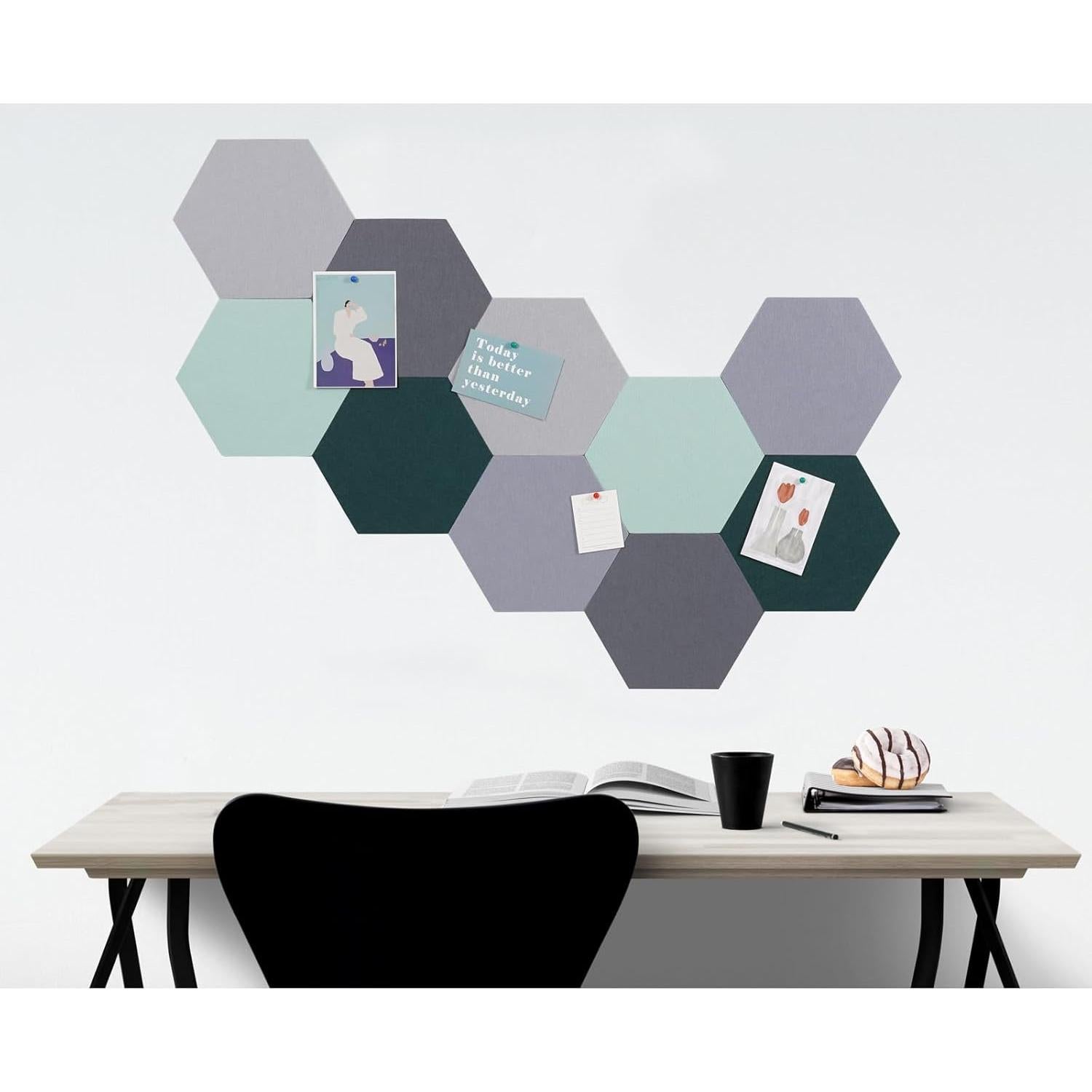 10 Baldosas Hexagonales de Fieltro Afumazi 27.7x24.1cm