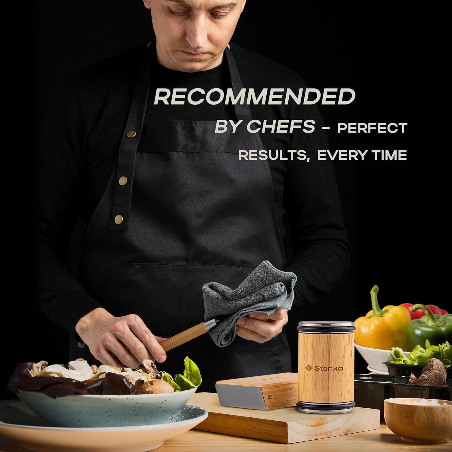 Afilador de Cuchillos Rodante Stonka de Roble con Ruedas de Diamante 400/1000