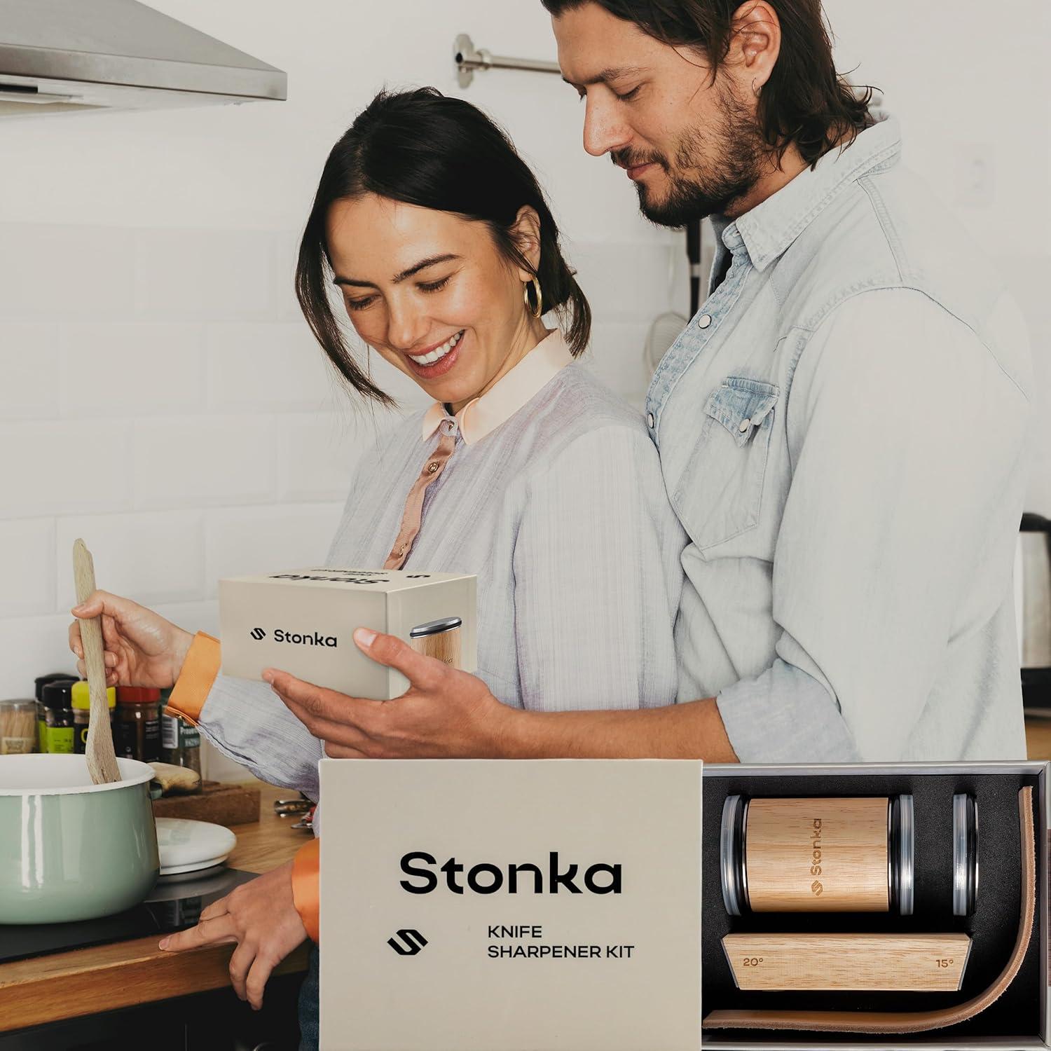 Afilador de Cuchillos Rodante Stonka de Roble con Ruedas de Diamante 400/1000