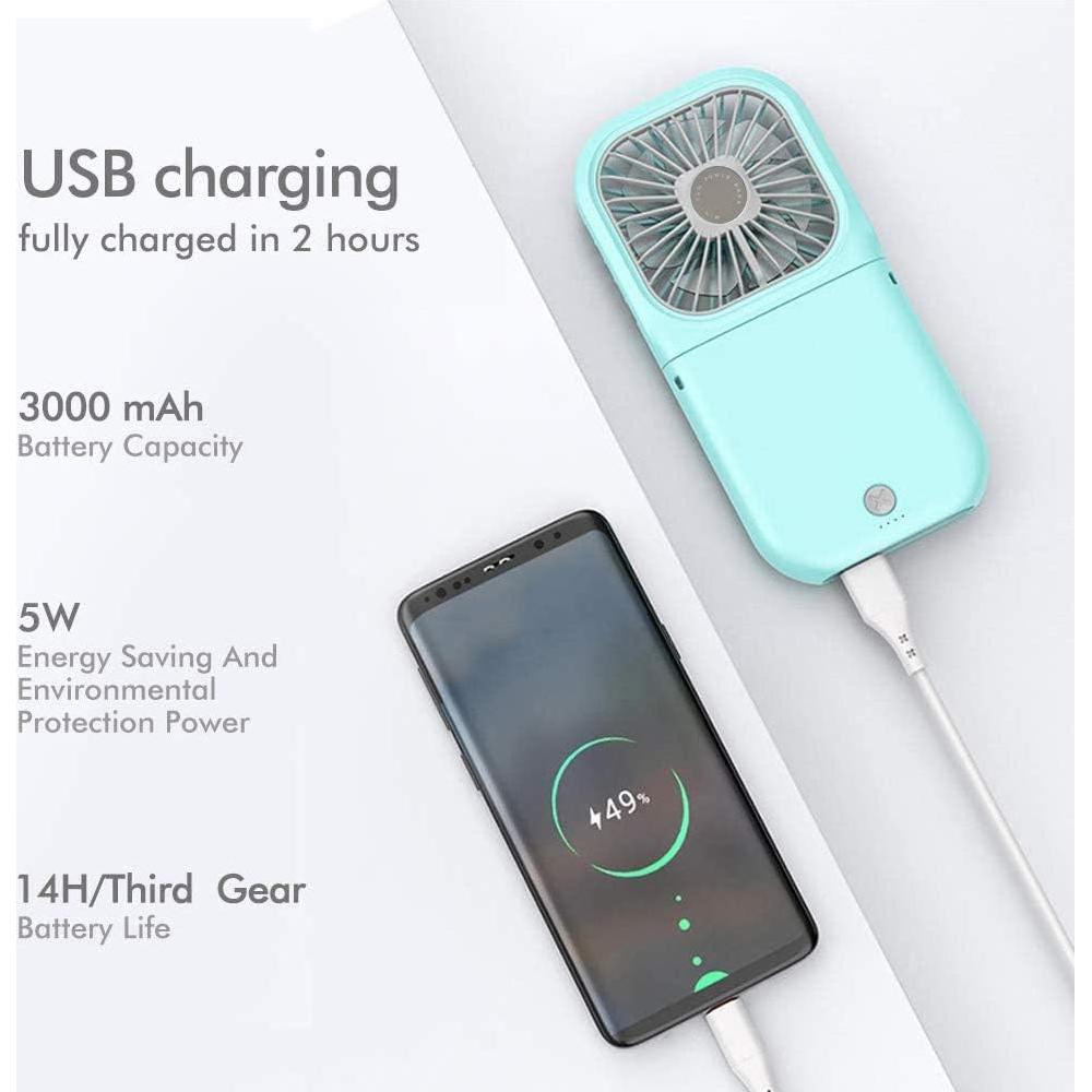 Ventilador de Cuello Allxin Mini Plegable USB 3000mAh Azul