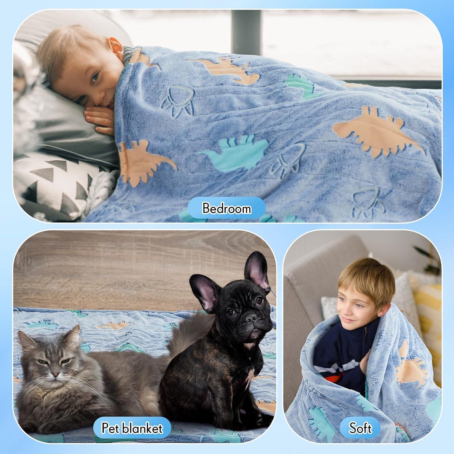 Manta Térmica Eléctrica Rossesay Dinosaurio Azul 127x152cm