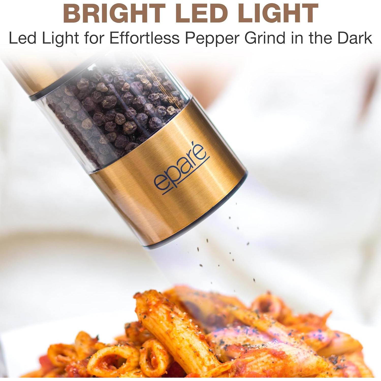 Molinillo de Sal y Pimienta Eléctrico Eparé con Luz LED