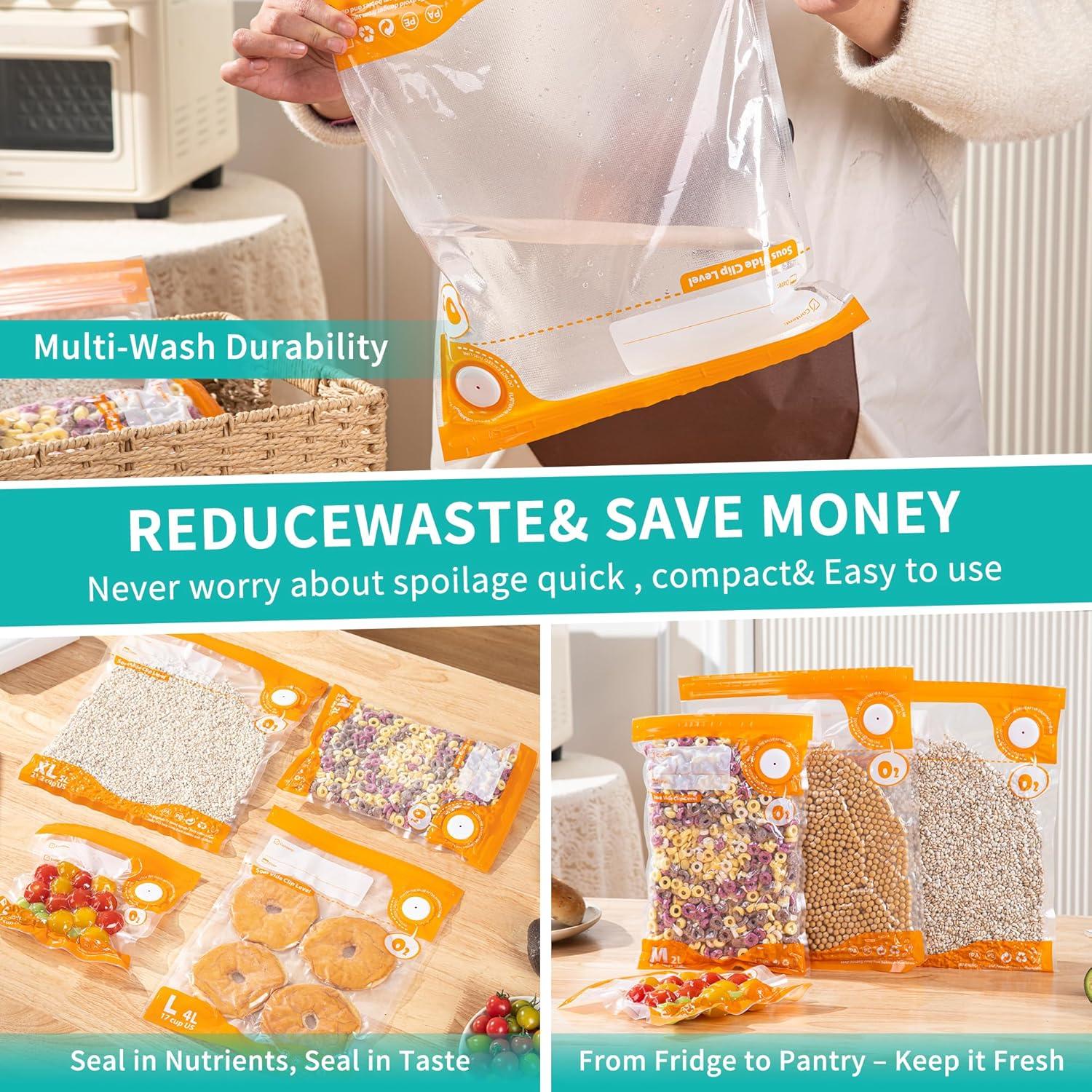 Kit de Sellador al Vacío 15pcs - Bomba Manual + 10 Bolsas + Clips