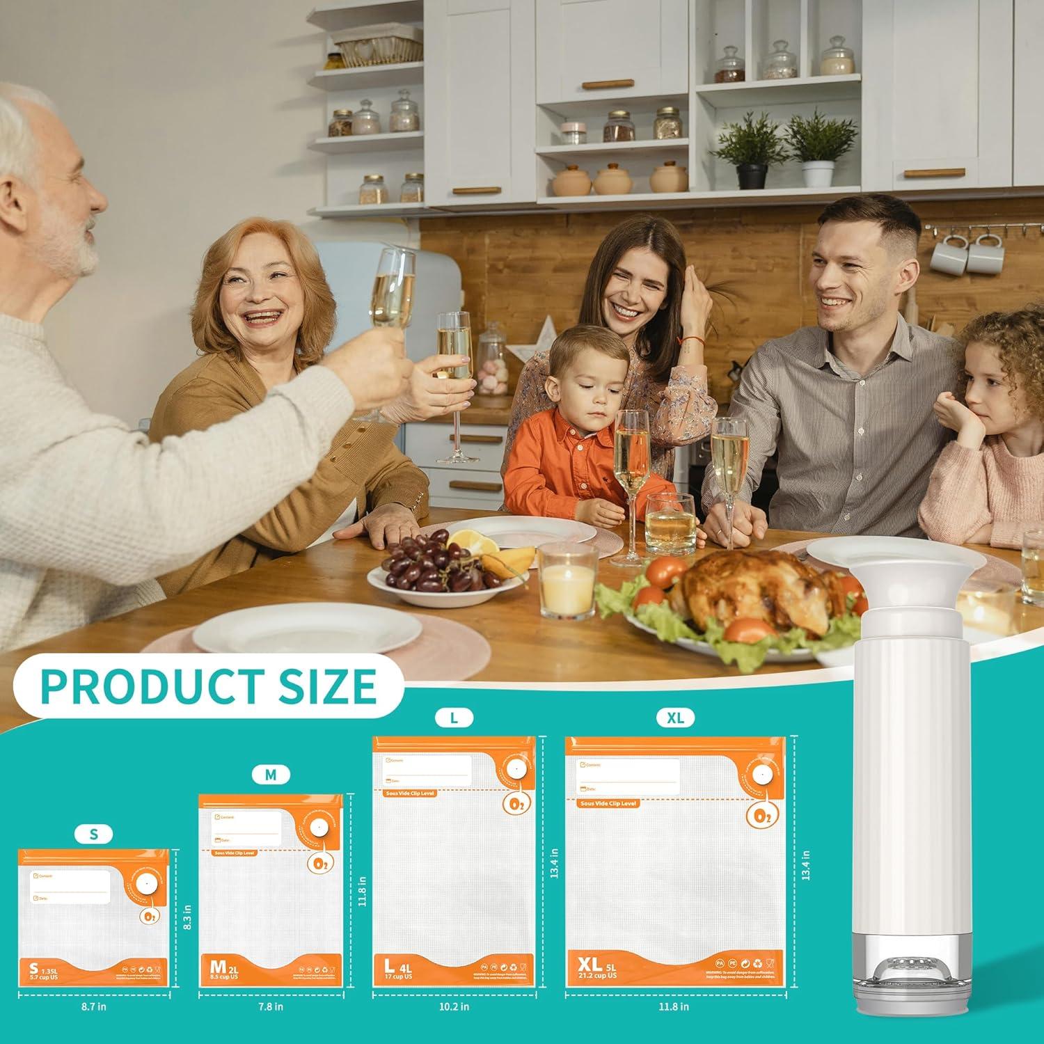 Kit de Sellador al Vacío 15pcs - Bomba Manual + 10 Bolsas + Clips