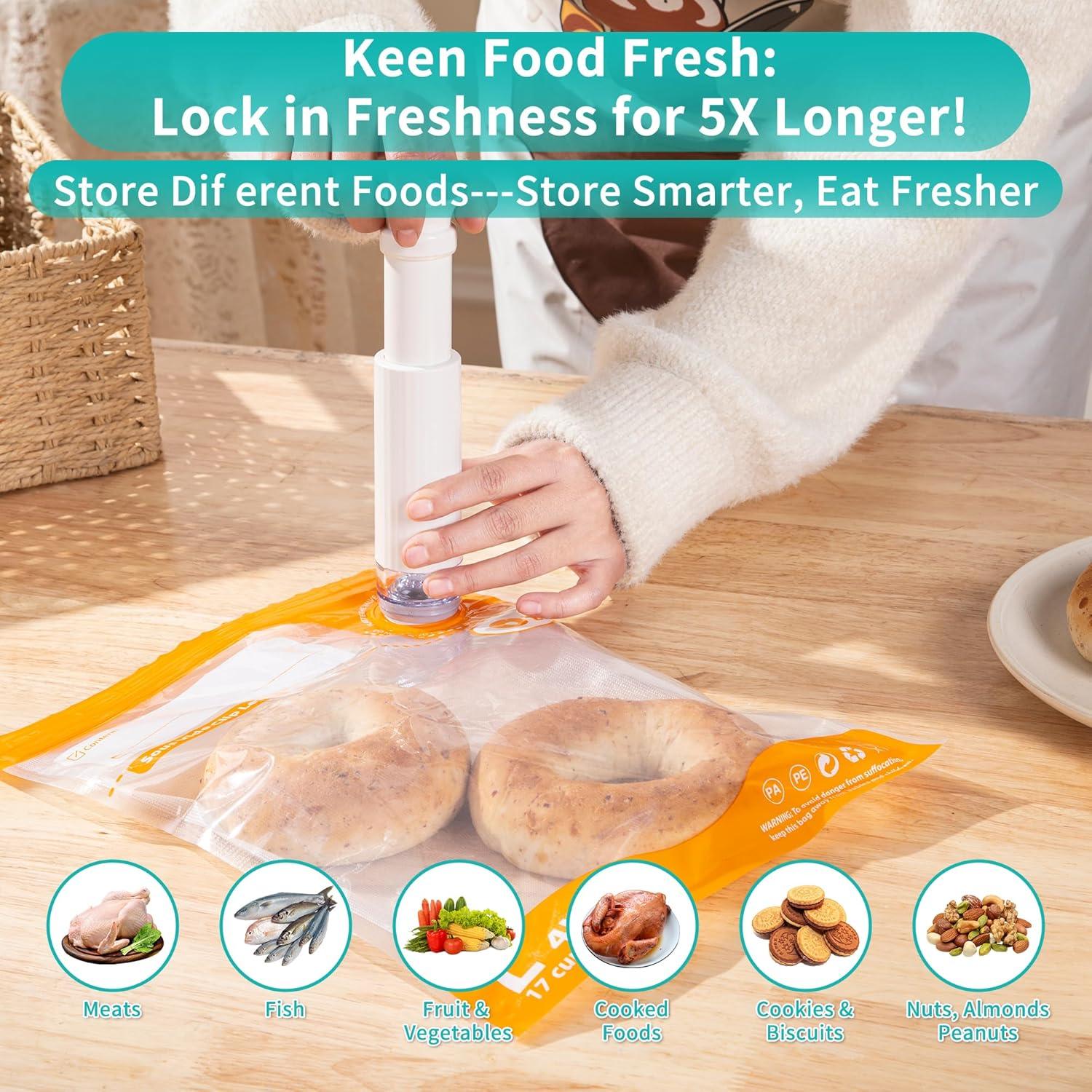 Kit de Sellador al Vacío 15pcs - Bomba Manual + 10 Bolsas + Clips