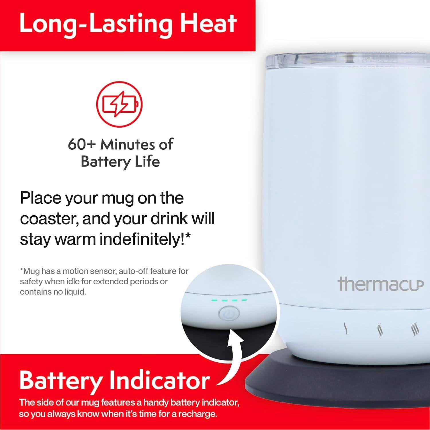 Taza Eléctrica Inteligente Thermacup 355 ml Blanco Nube