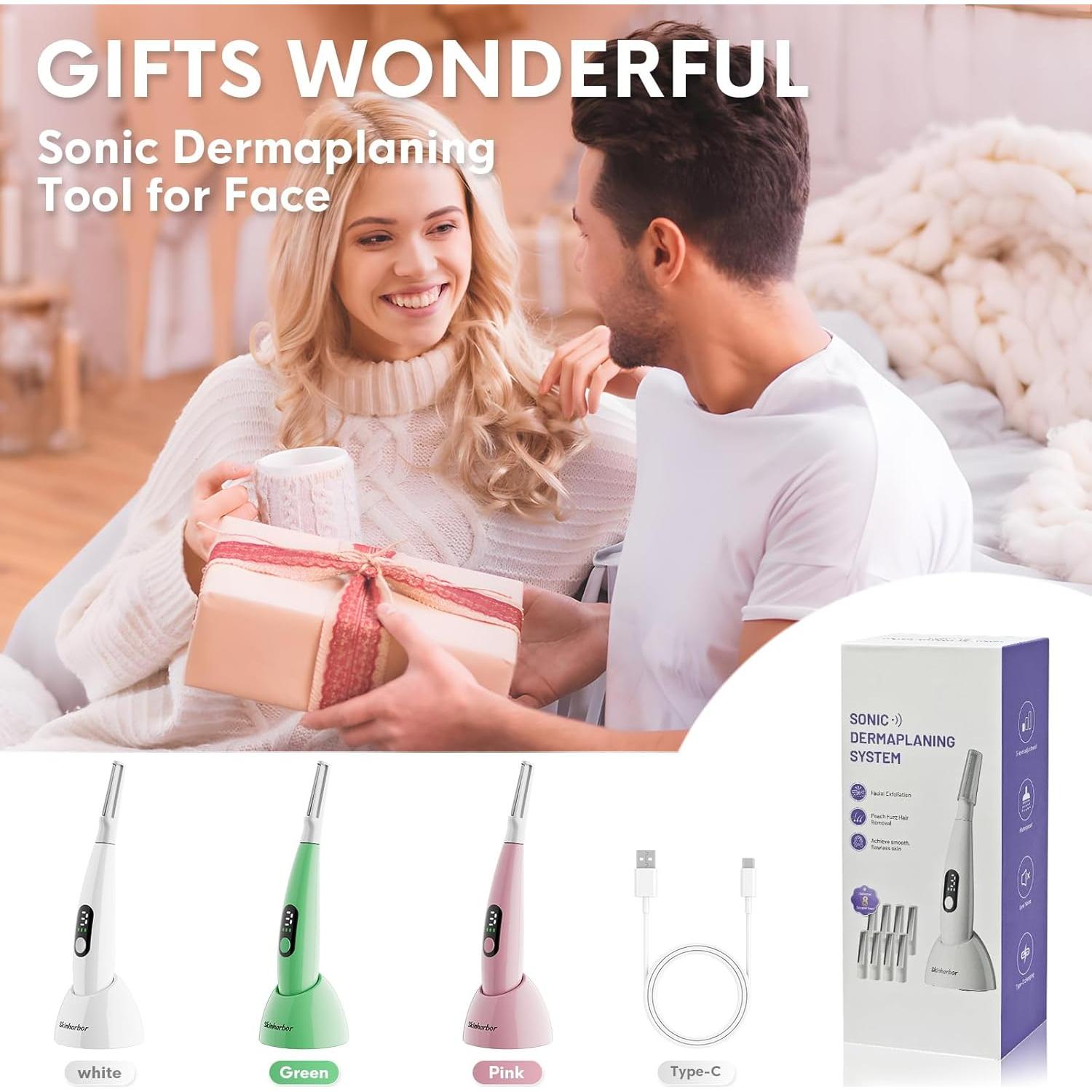 Razor Dermaplane Sonic Skinharbor - Exfoliación Facial 3 Velocidades