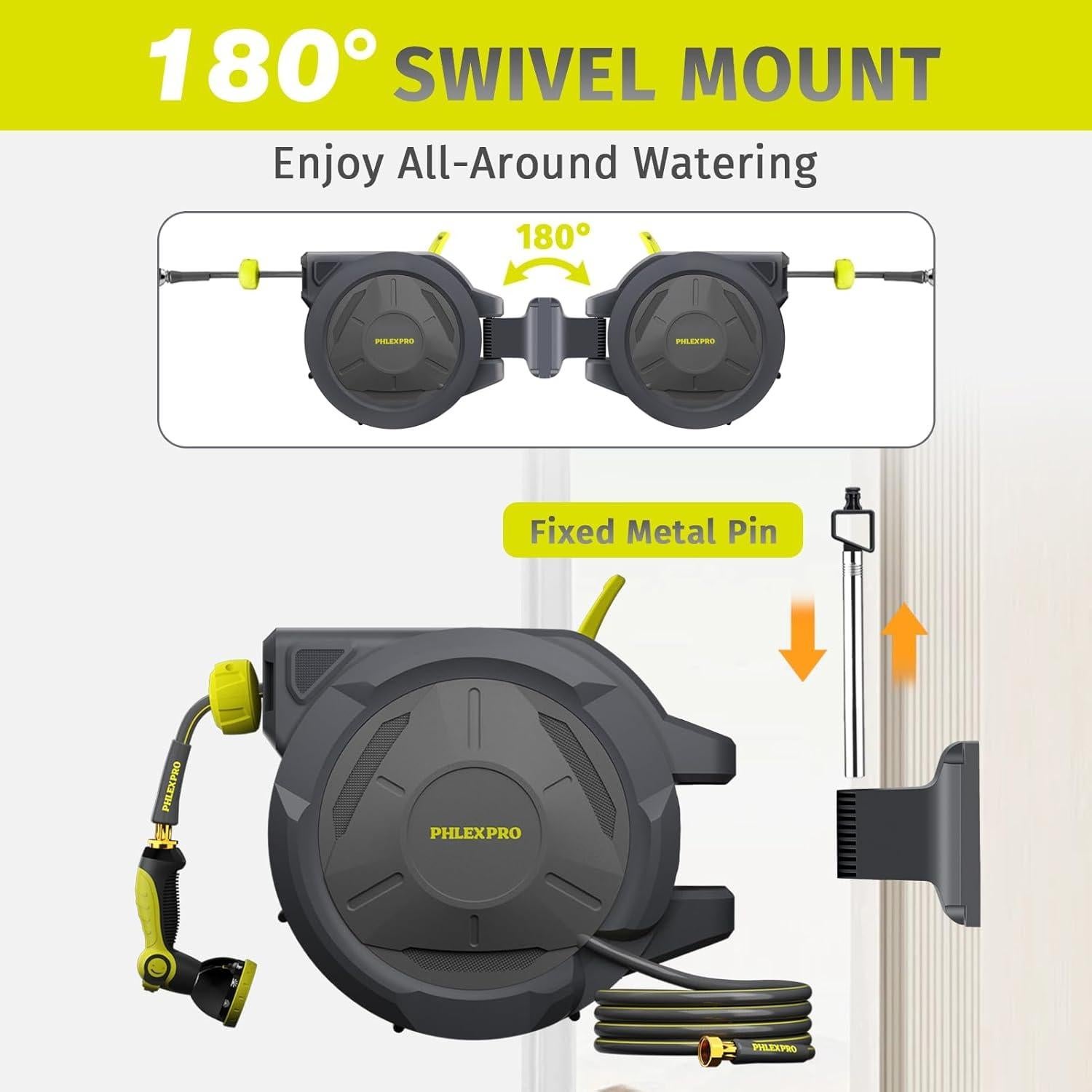 Carrete de Manguera de Jardín PHLEX PRO 22.86 m Automático Pared