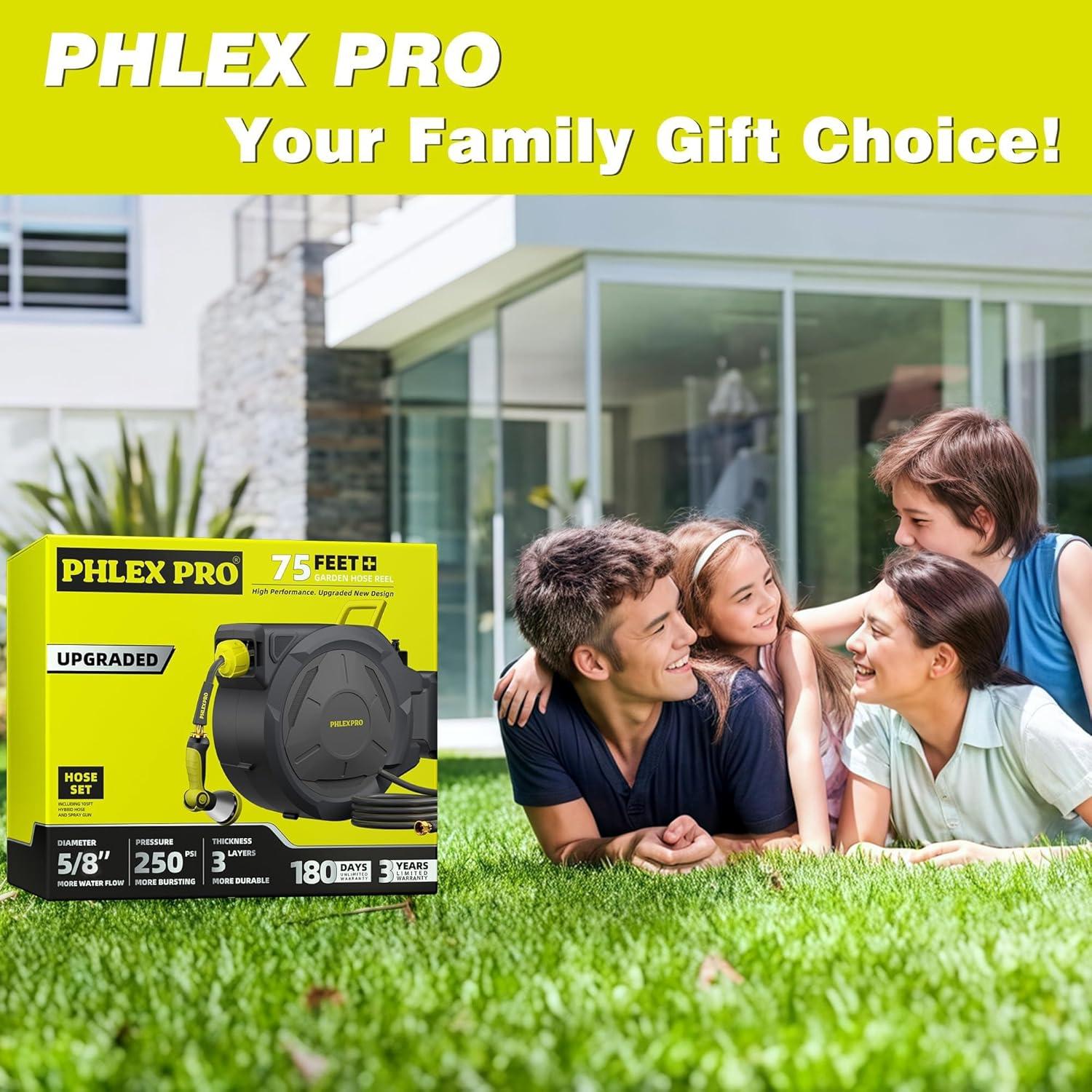 Carrete de Manguera de Jardín PHLEX PRO 22.86 m Automático Pared