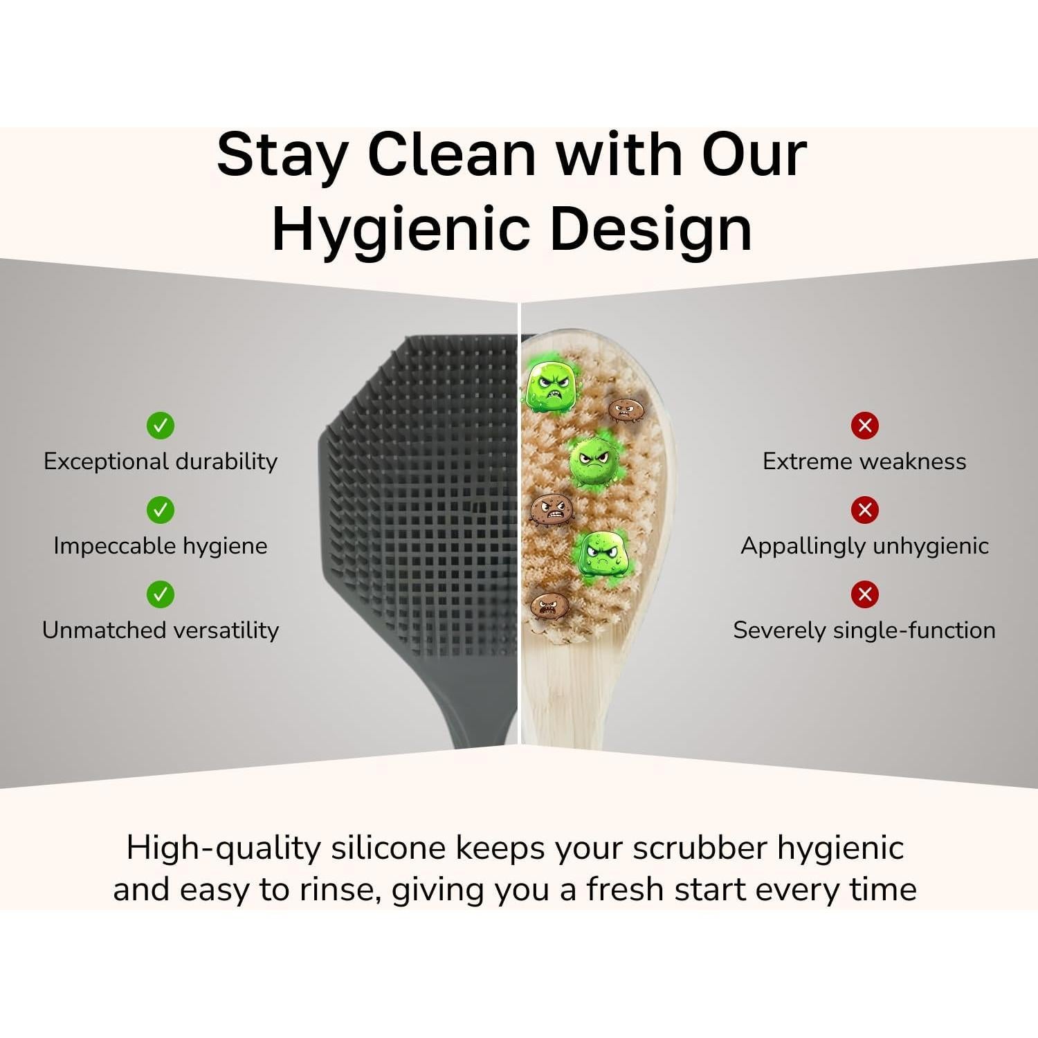 Esponja de Silicona para Espalda SILKLE - Mango Largo 42.5cm