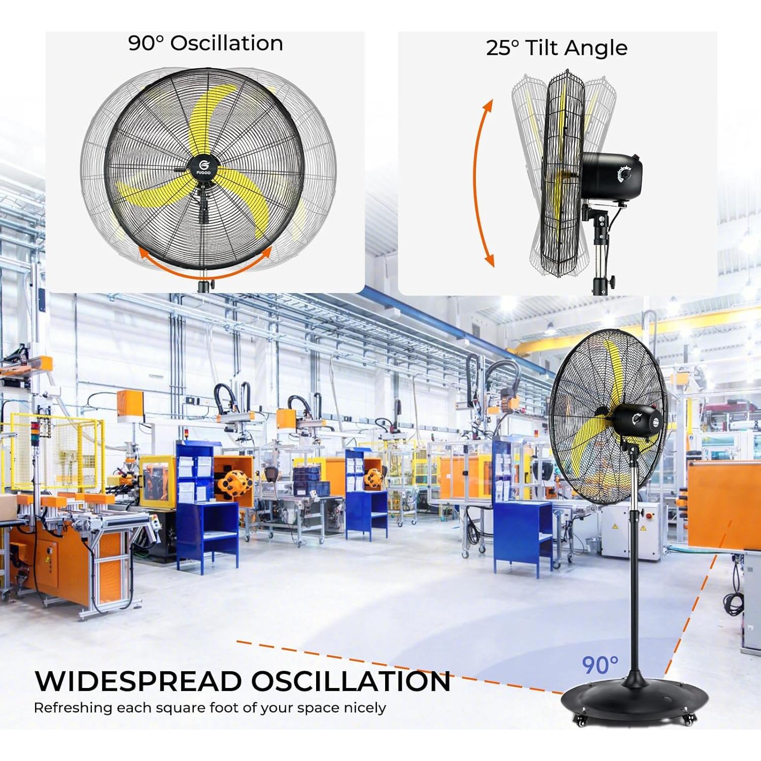 Ventilador de Pedestal FUGOO 20" Oscilante Impermeable 4 Velocidades