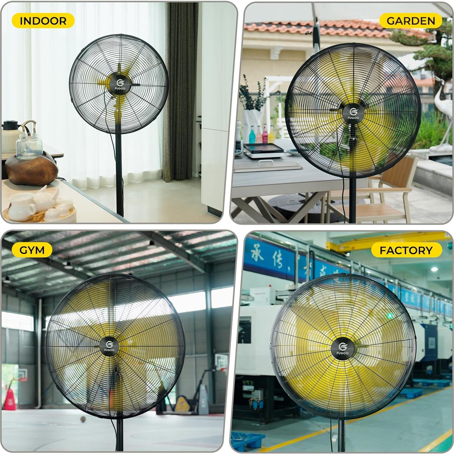 Ventilador de Pedestal FUGOO 20" Oscilante Impermeable 4 Velocidades