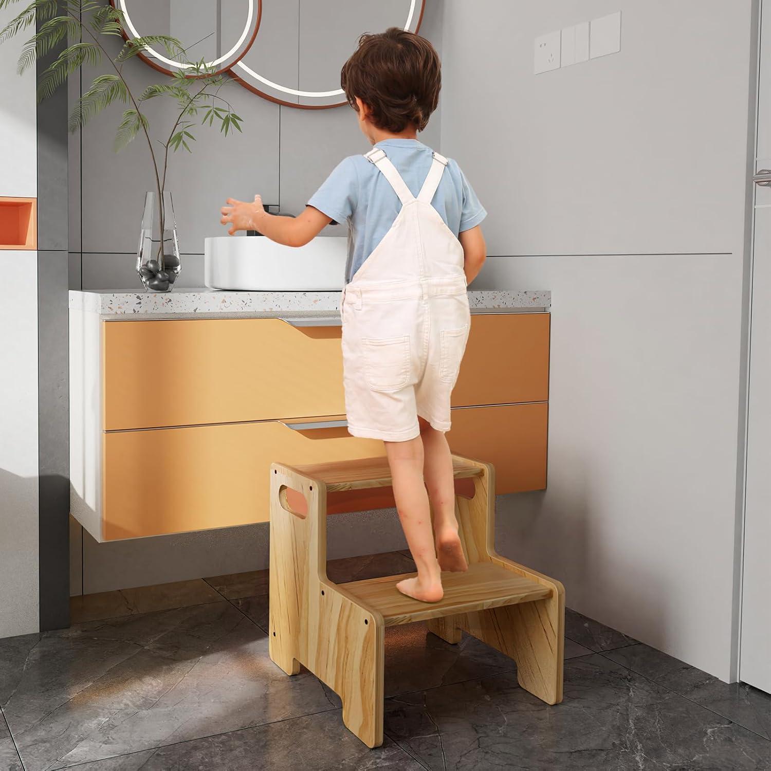 Escalera de Madera Wiifo de 2 Pasos para Niños - Soporta 136 kg