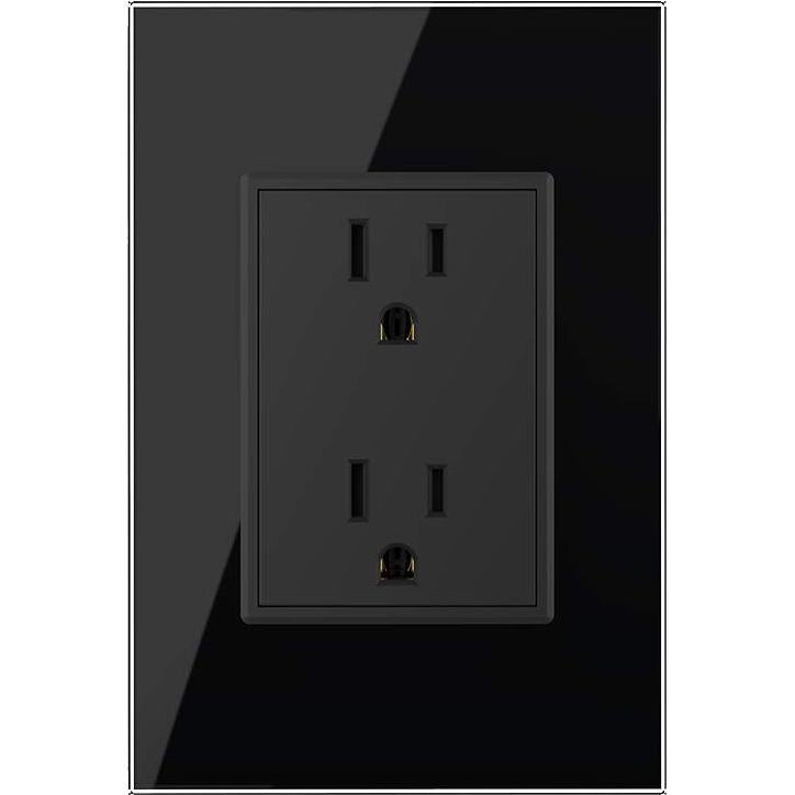 Toma Dúplex Eléctrica LIVOLO Negra 15A Vidrio Templado
