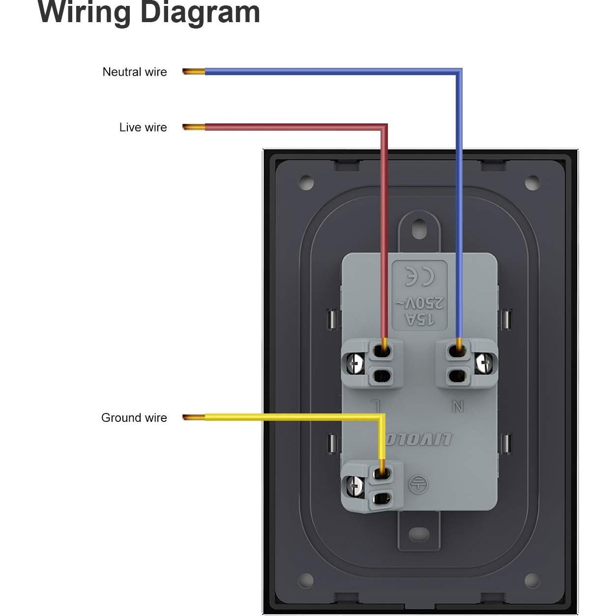 Toma Dúplex Eléctrica LIVOLO Negra 15A Vidrio Templado