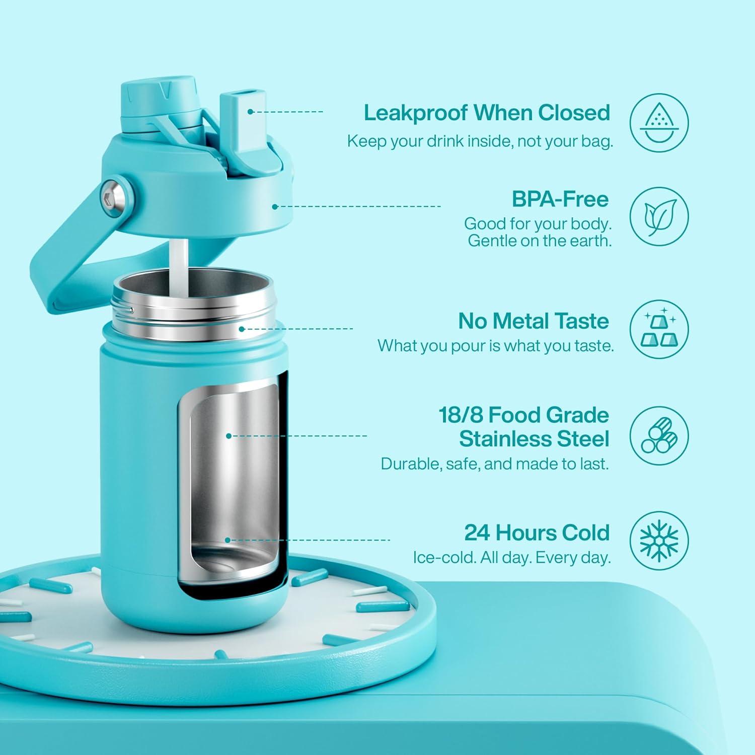 Botella de Agua Aislada ENCOOL 0.35L Azul Acuamarina