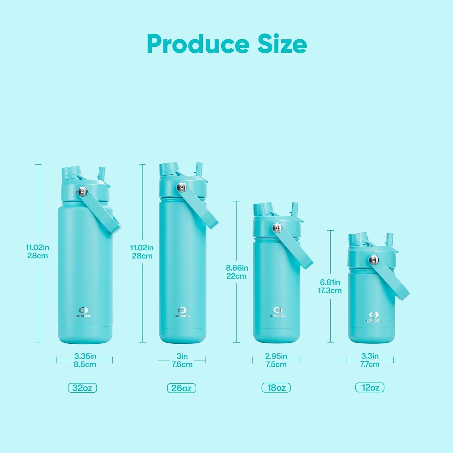 Botella de Agua Aislada ENCOOL 0.35L Azul Acuamarina