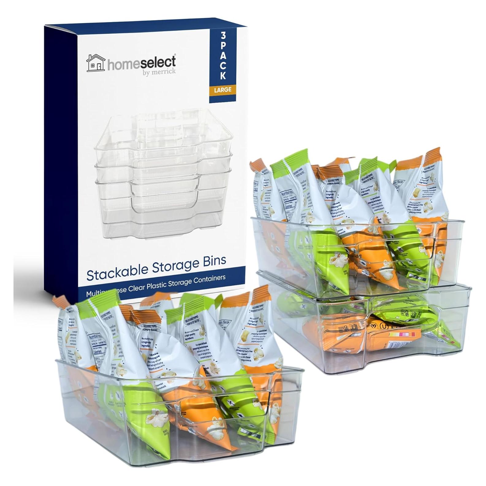 Paquete de 3 Contenedores Apilables Merrick 32x21cm - Almacenamiento Refrigerador