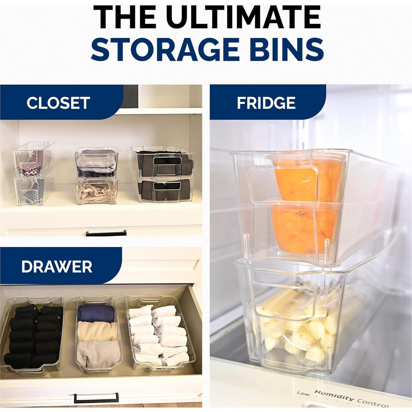 Paquete de 3 Contenedores Apilables Merrick 32x21cm - Almacenamiento Refrigerador