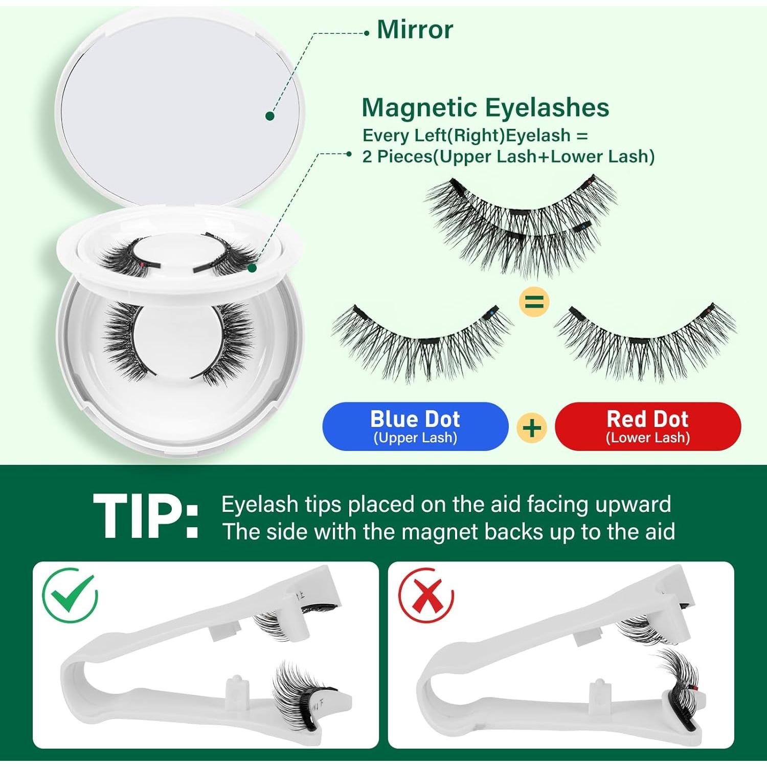 Pestañas Magnéticas Reutilizables KEYYOU 3D 2 Pares con Aplicador