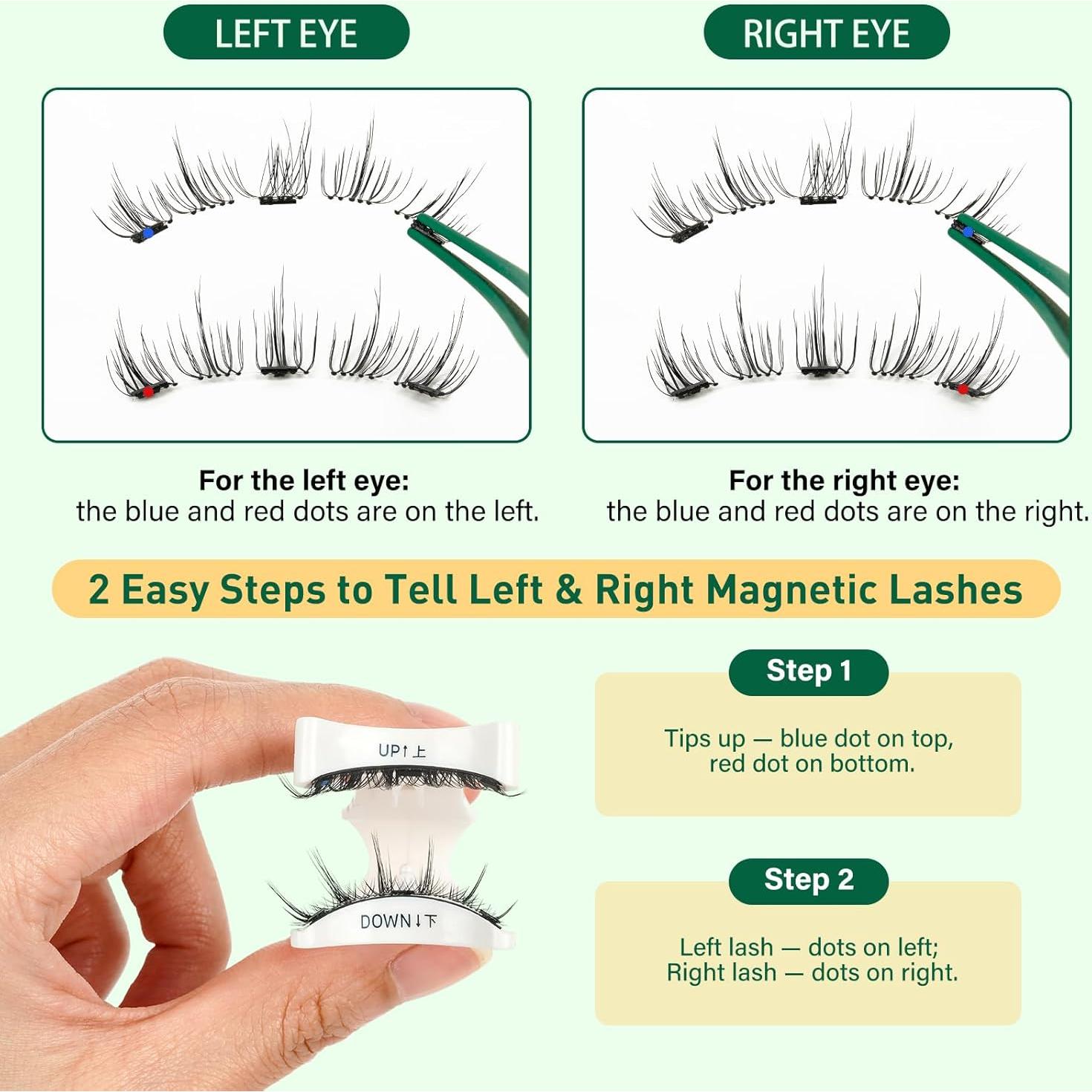 Pestañas Magnéticas Reutilizables KEYYOU 2 Pares con Aplicador