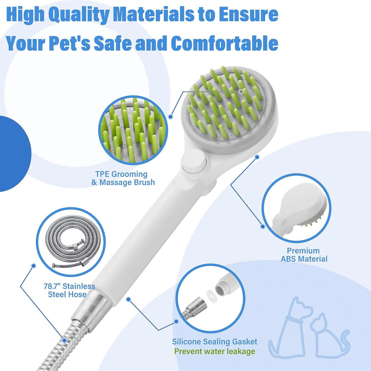 Cabezal de Ducha para Mascotas Coyfa 3 en 1 con Manguera 200 cm