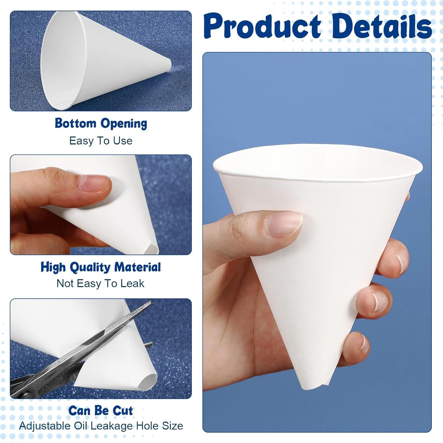 25 Embudos de Papel Desechables SiliFine 6 oz para Aceite