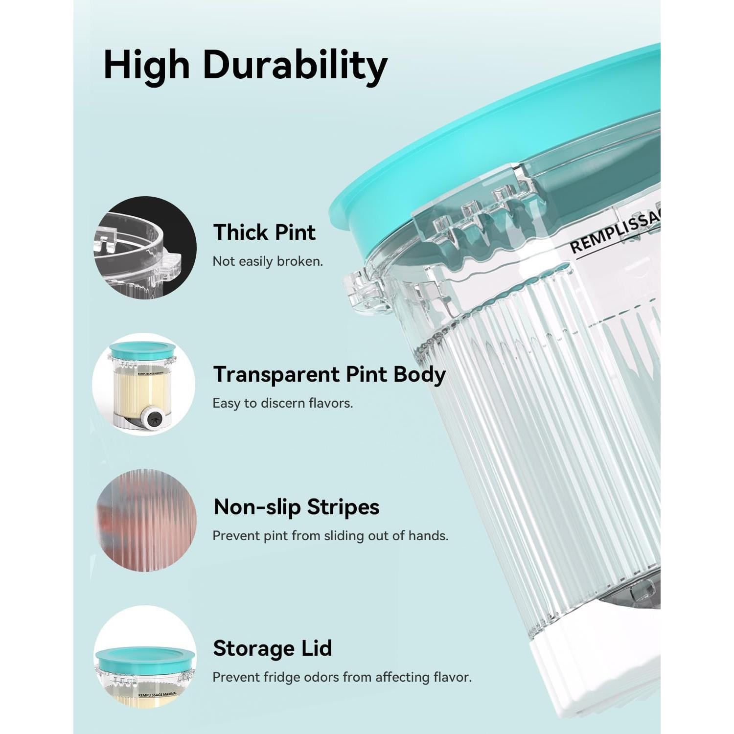 Envases Creami Swirl Ninja NC701 - 2 Paquetes Tapas Azul/Rosa