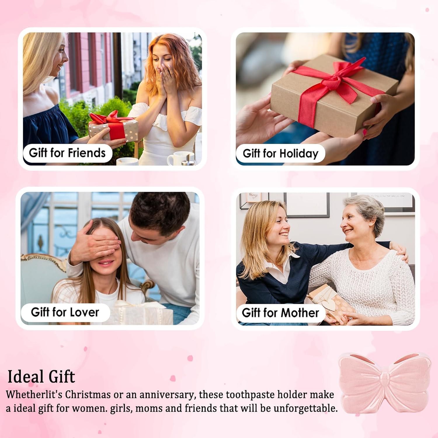 Soporte de Cepillo de Dientes Cerámica Biiange Rosa Lazo