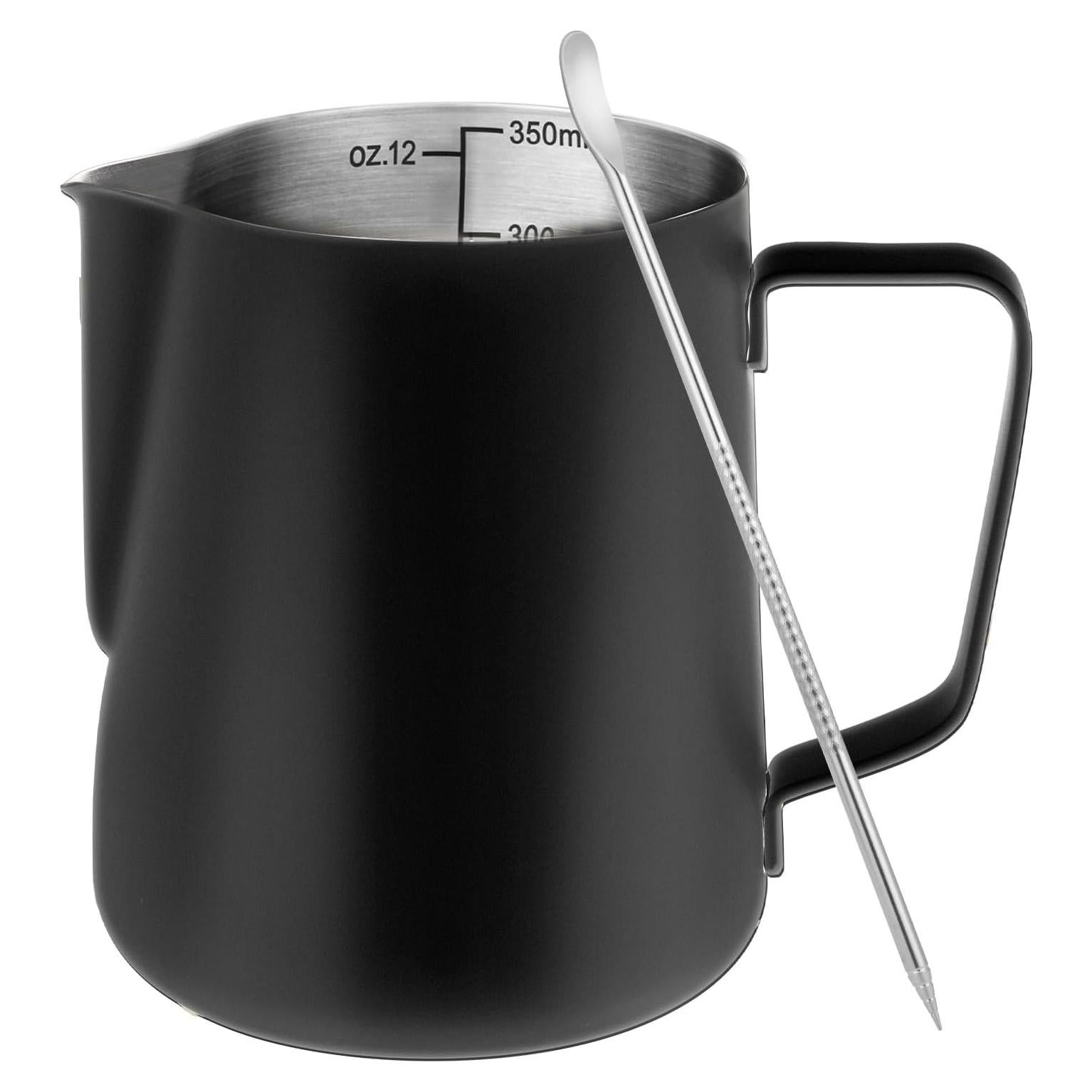 Jarra Espumadora de Leche Amrules 12oz Acero Inoxidable Negro