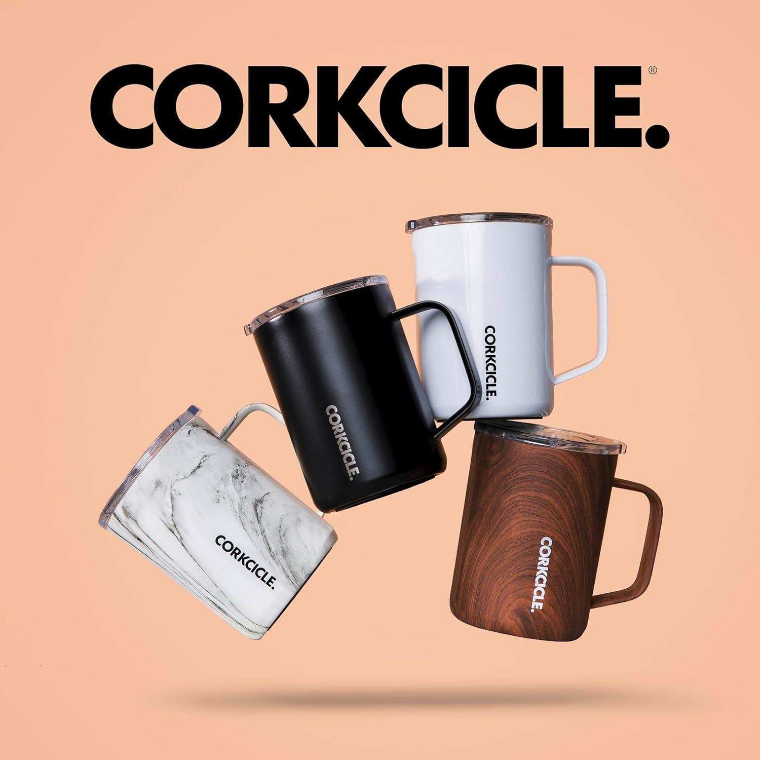 Taza de Café Corkcicle Clásica 16 oz Acero Inoxidable Negro