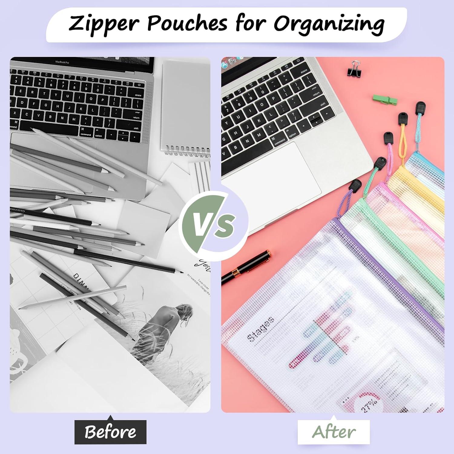 Bolsas de Cremallera de Malla Smarpau 32PCS A4 Impermeables