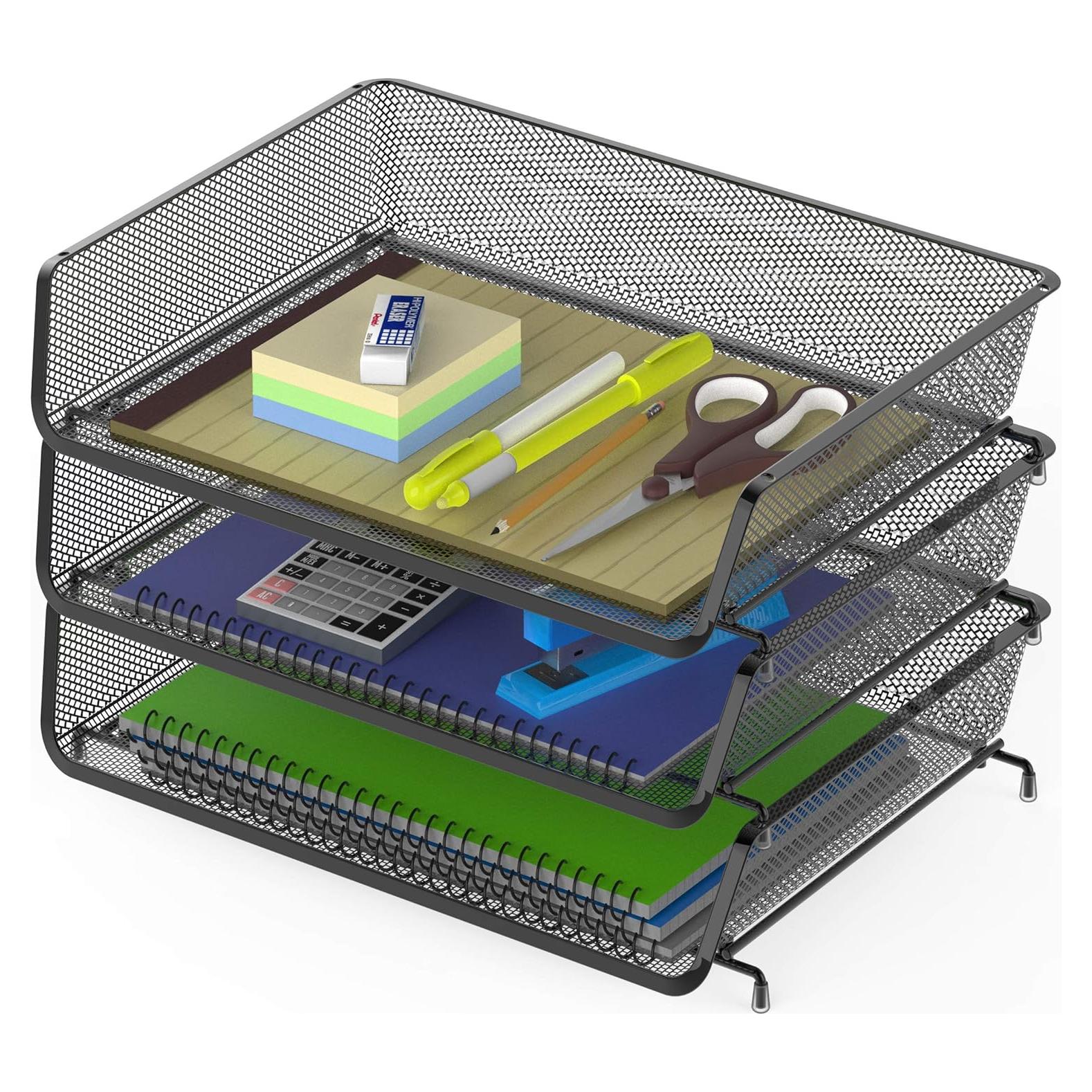 Organizador de Documentos Apilable Simple Houseware Negro