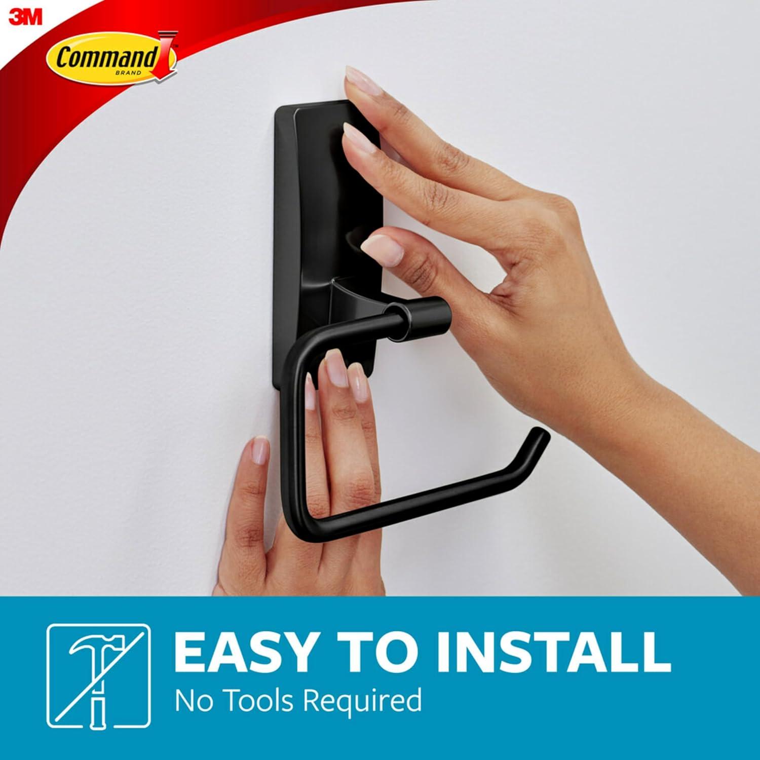 Soporte de Papel Higiénico Command Negro Mate Autoadhesivo