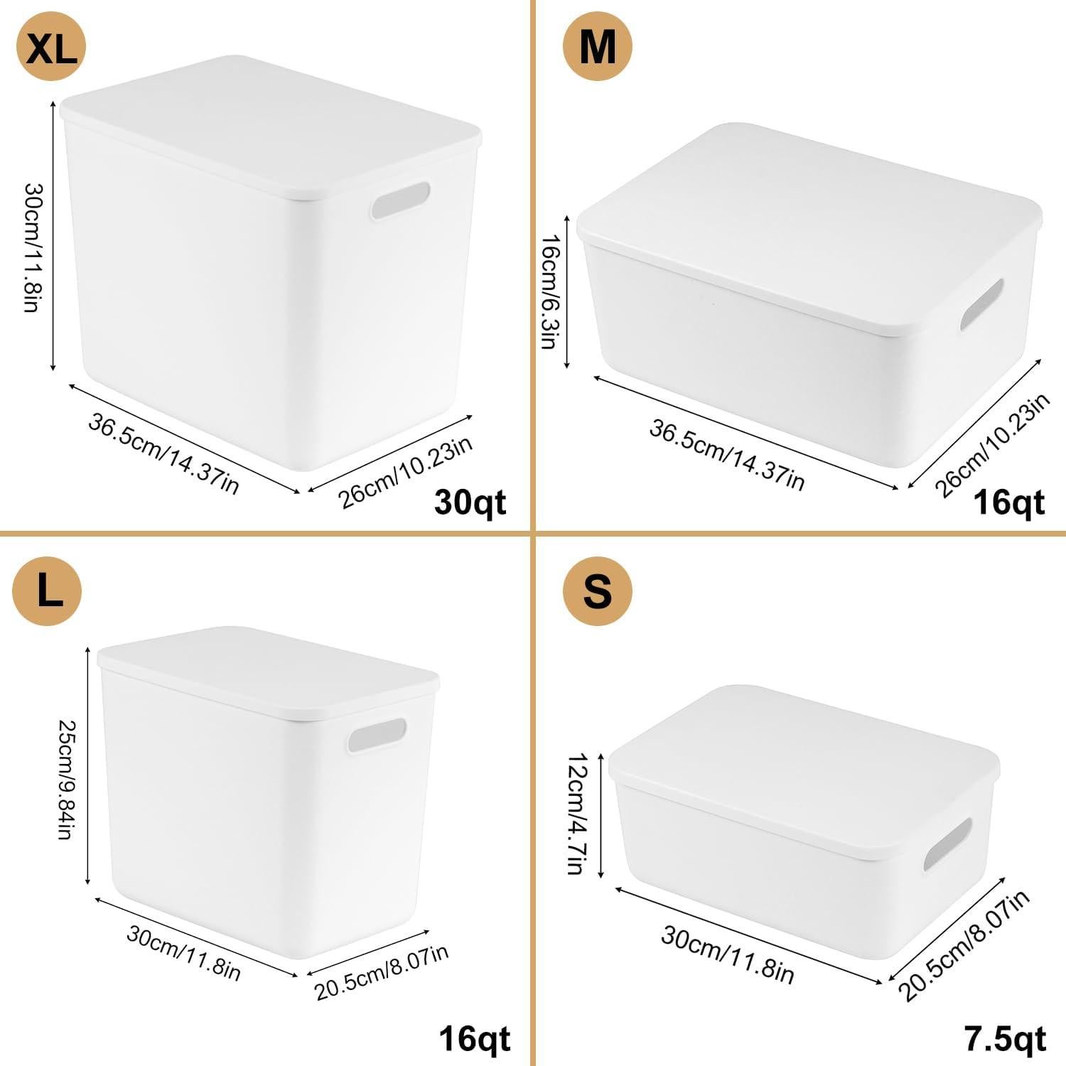 Cajas de Almacenamiento DOUKE 6pack Blancas 15.14L y 7.57L
