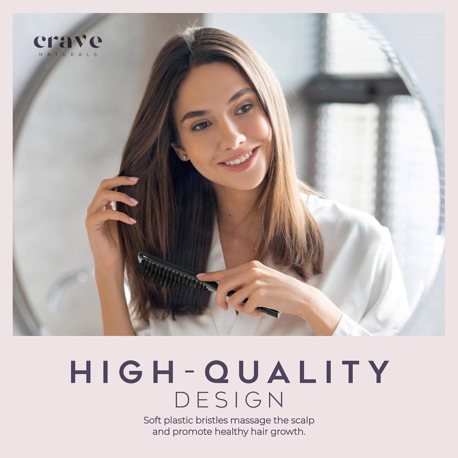 Cepillo Desenredante Crave Naturals Negro - Para Cabello Húmedo y Seco