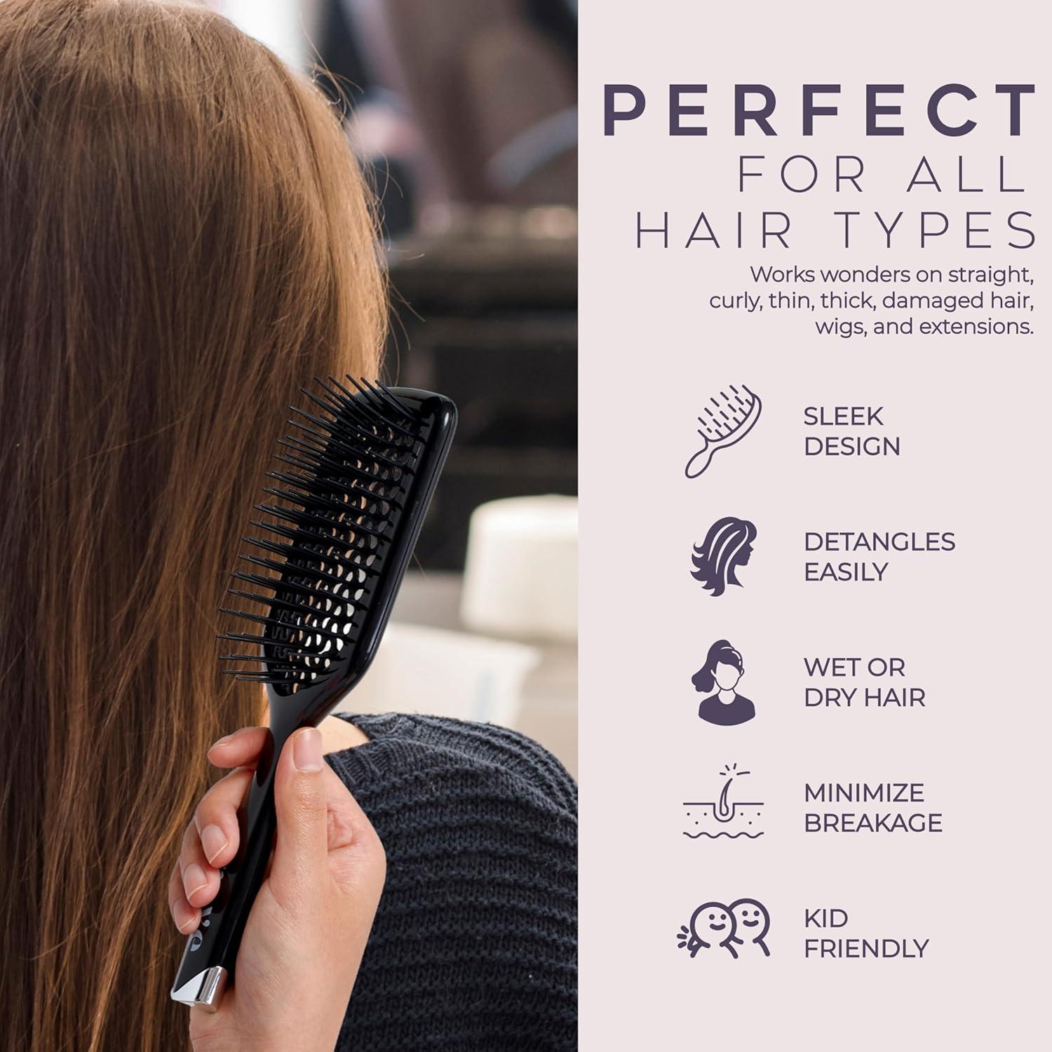 Cepillo Desenredante Crave Naturals Negro - Para Cabello Húmedo y Seco