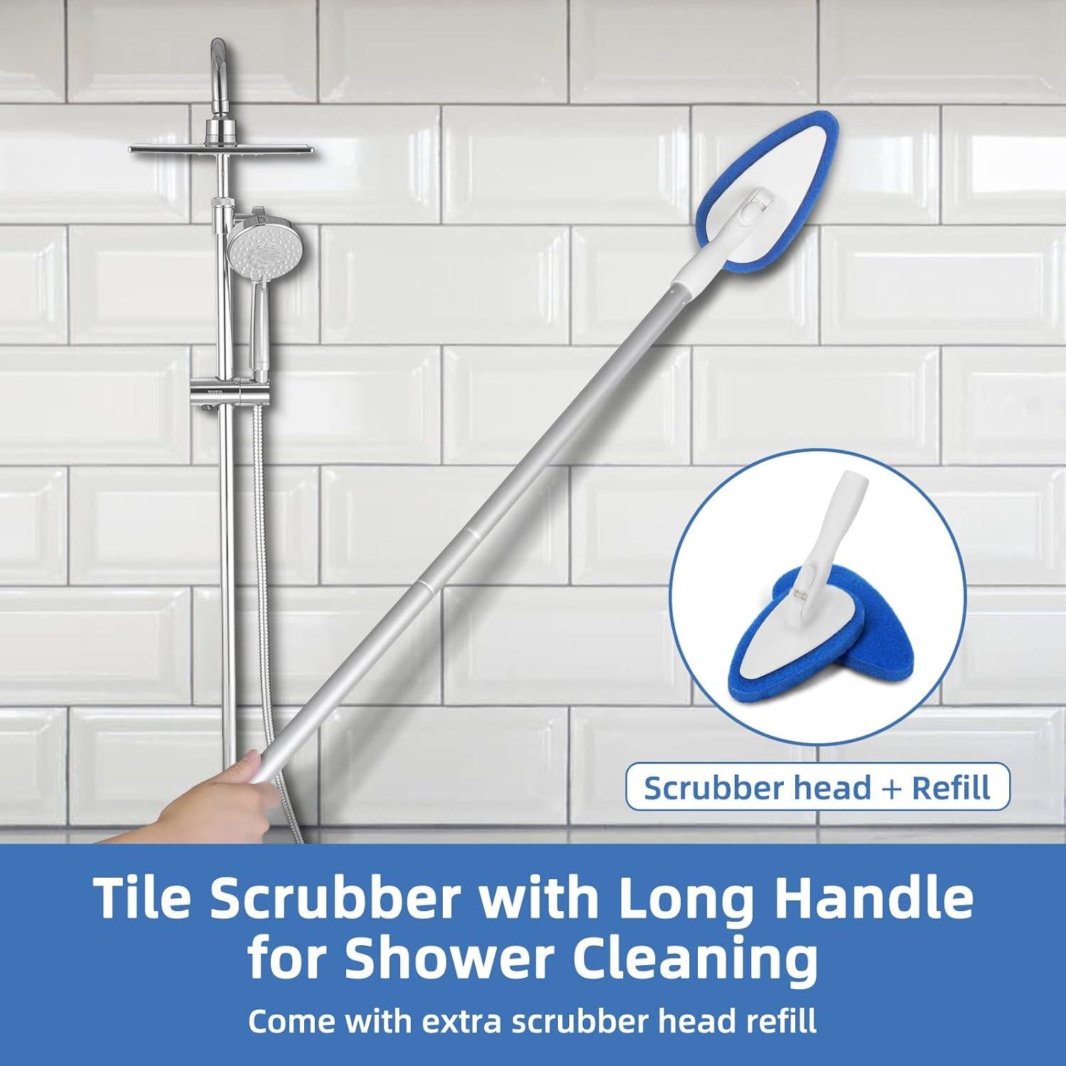 Cepillo de Fregado para Baño Qaestfy QAE008 con Mango Ajustable 129.54 cm