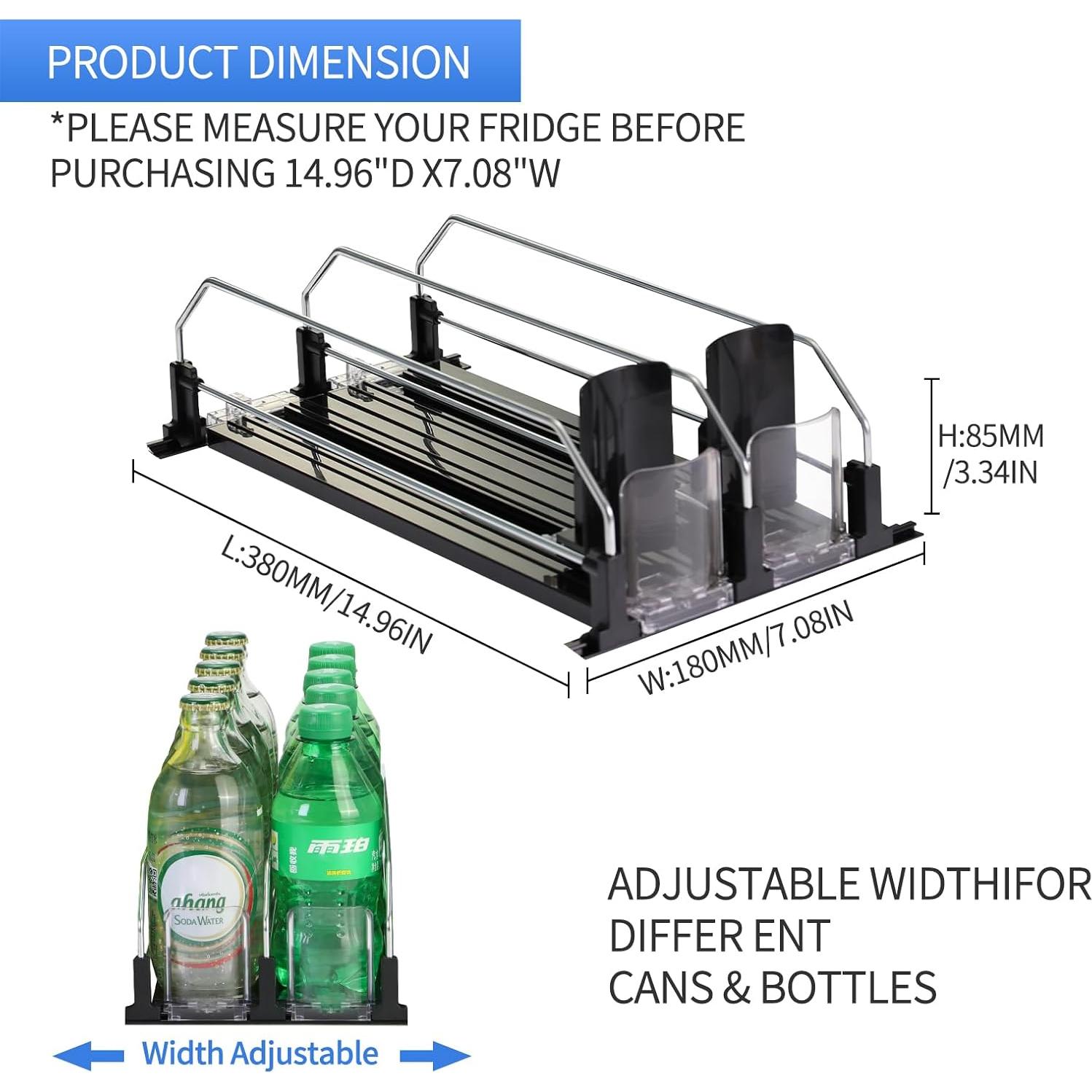 Organizador de Bebidas Herryero para Refrigerador 2 Filas 10-15 Latas