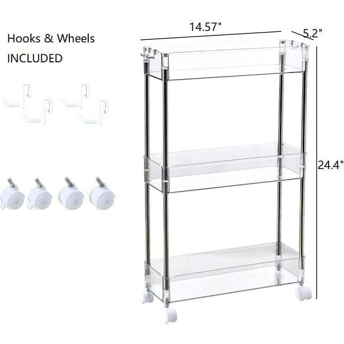 Carro de Almacenamiento Slim Chris.W 3 Niveles Transparente