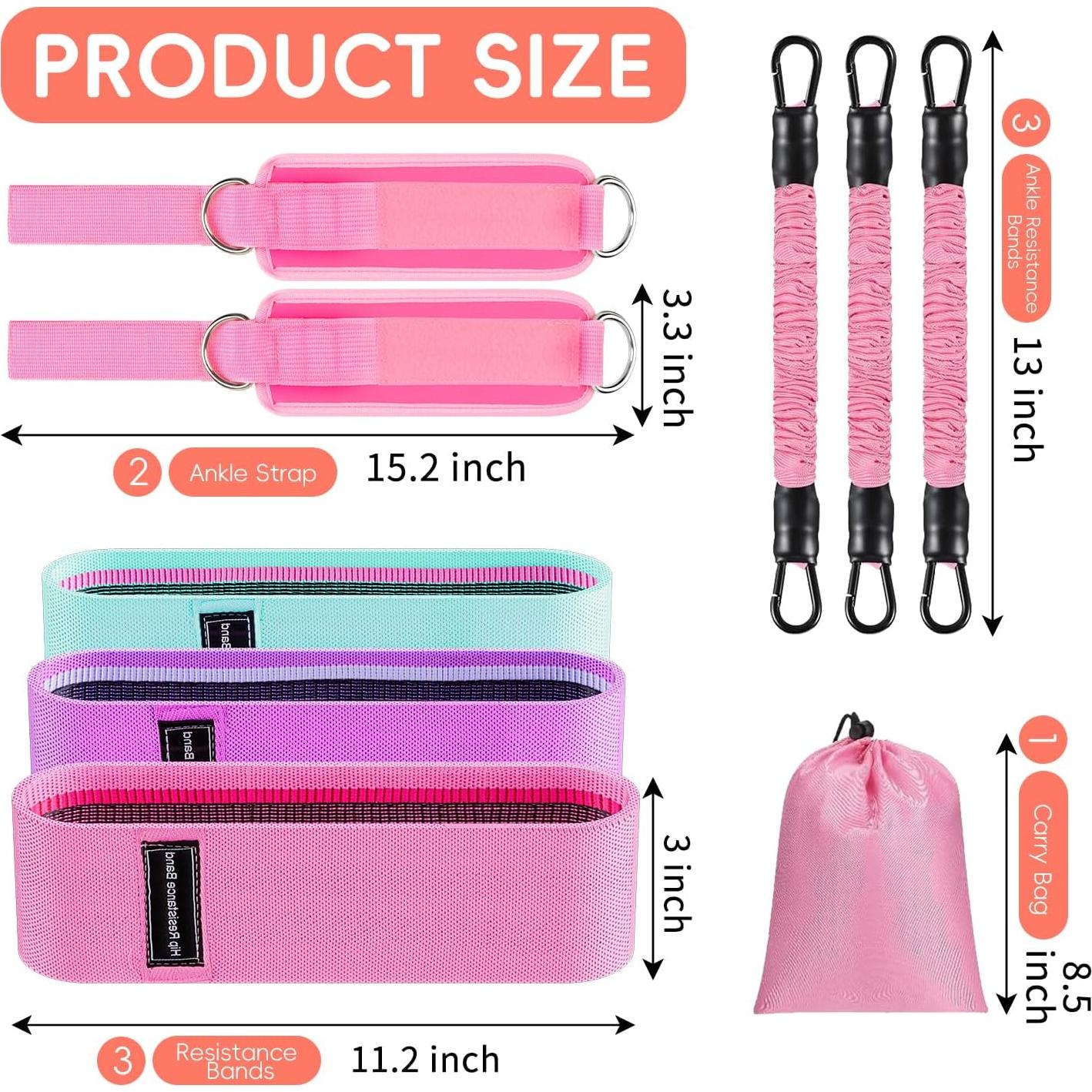 Bandas de Resistencia para Tobillos SINYWAY - Juego de 9 Pcs