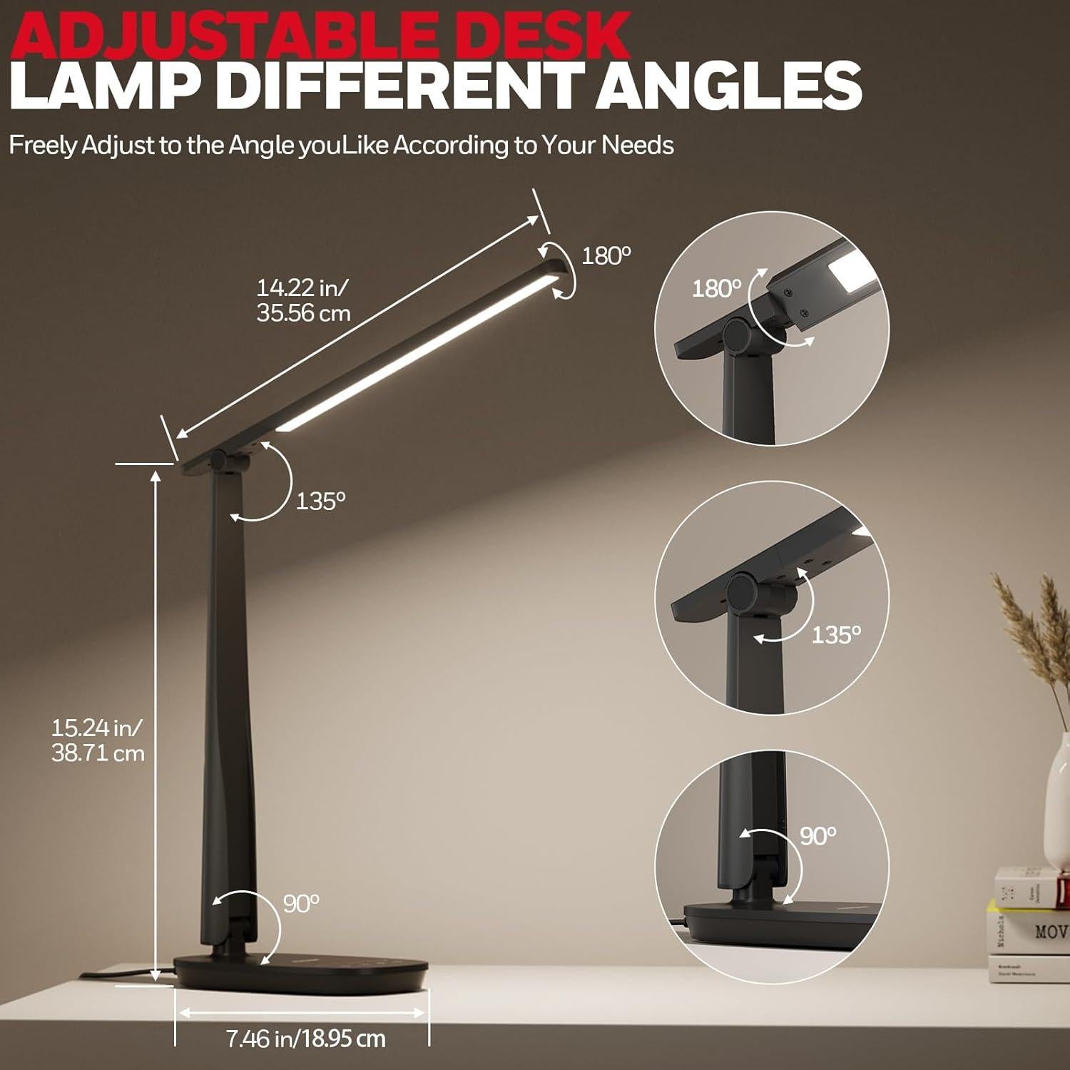 Lámpara de Escritorio LED Honeywell con Carga USB y 4 Modos