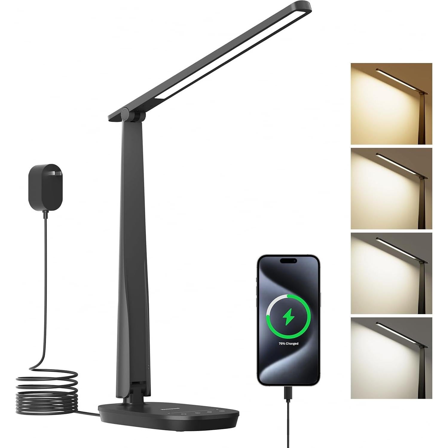 Lámpara de Escritorio LED Honeywell con Carga USB y 4 Modos