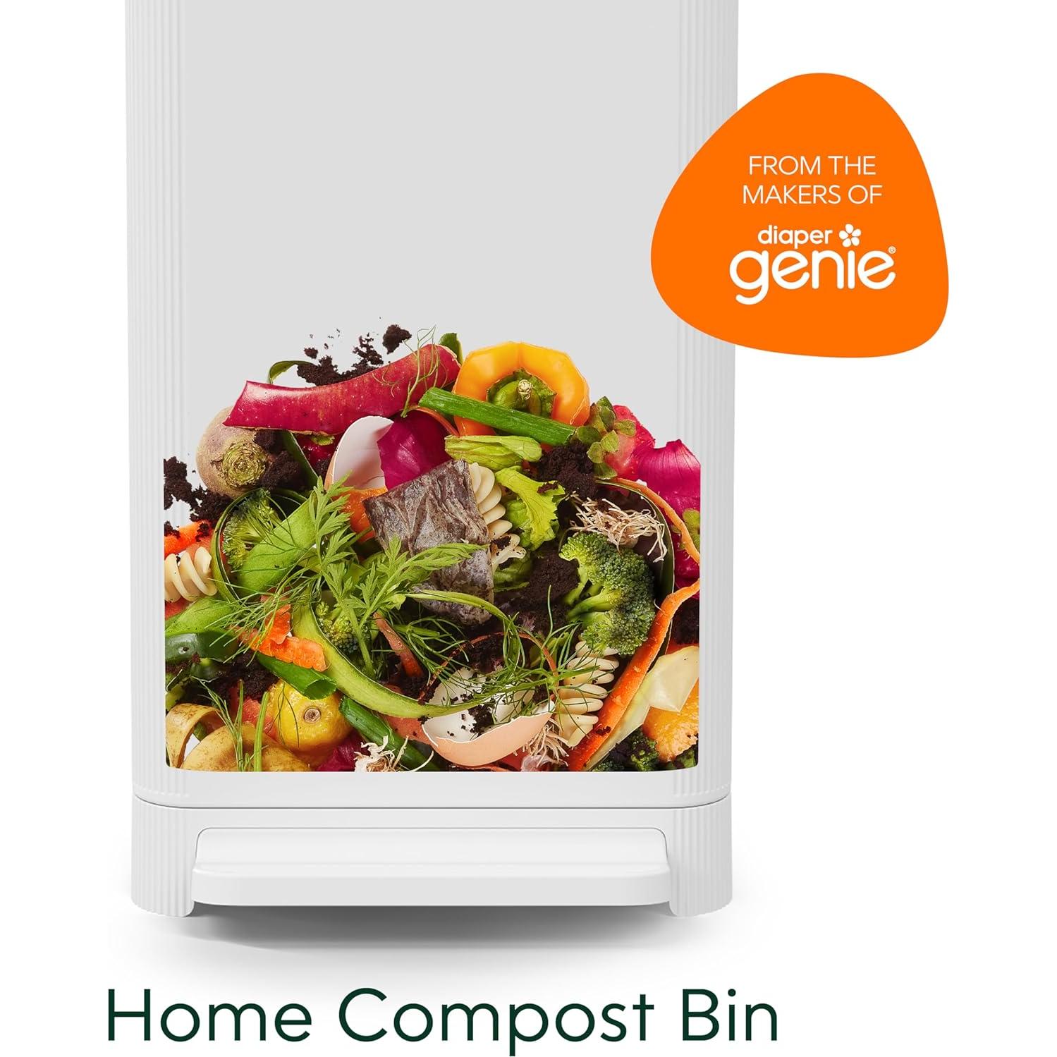 Contenedor de Compostaje de Cocina Compost Genie 13.6L Acero Inoxidable Blanco