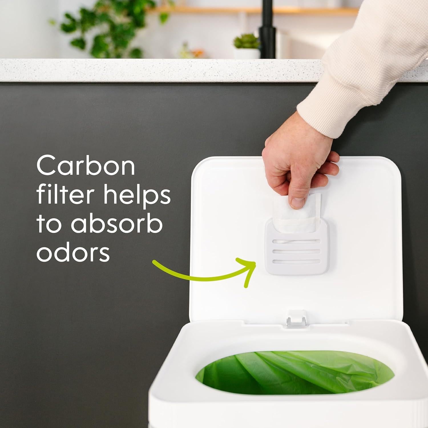 Contenedor de Compostaje de Cocina Compost Genie 13.6L Acero Inoxidable Blanco