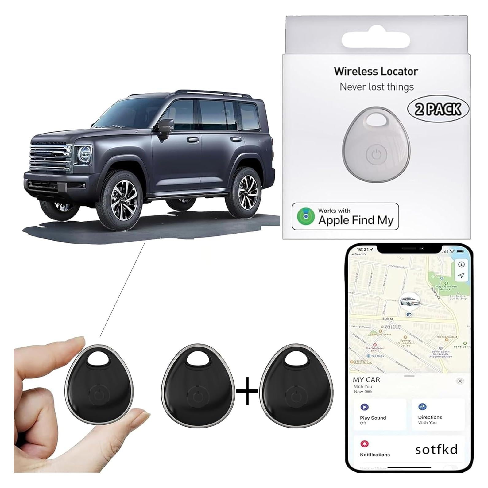 Paquete de 2 Rastreadores GPS Sotfkd para Vehículos iOS