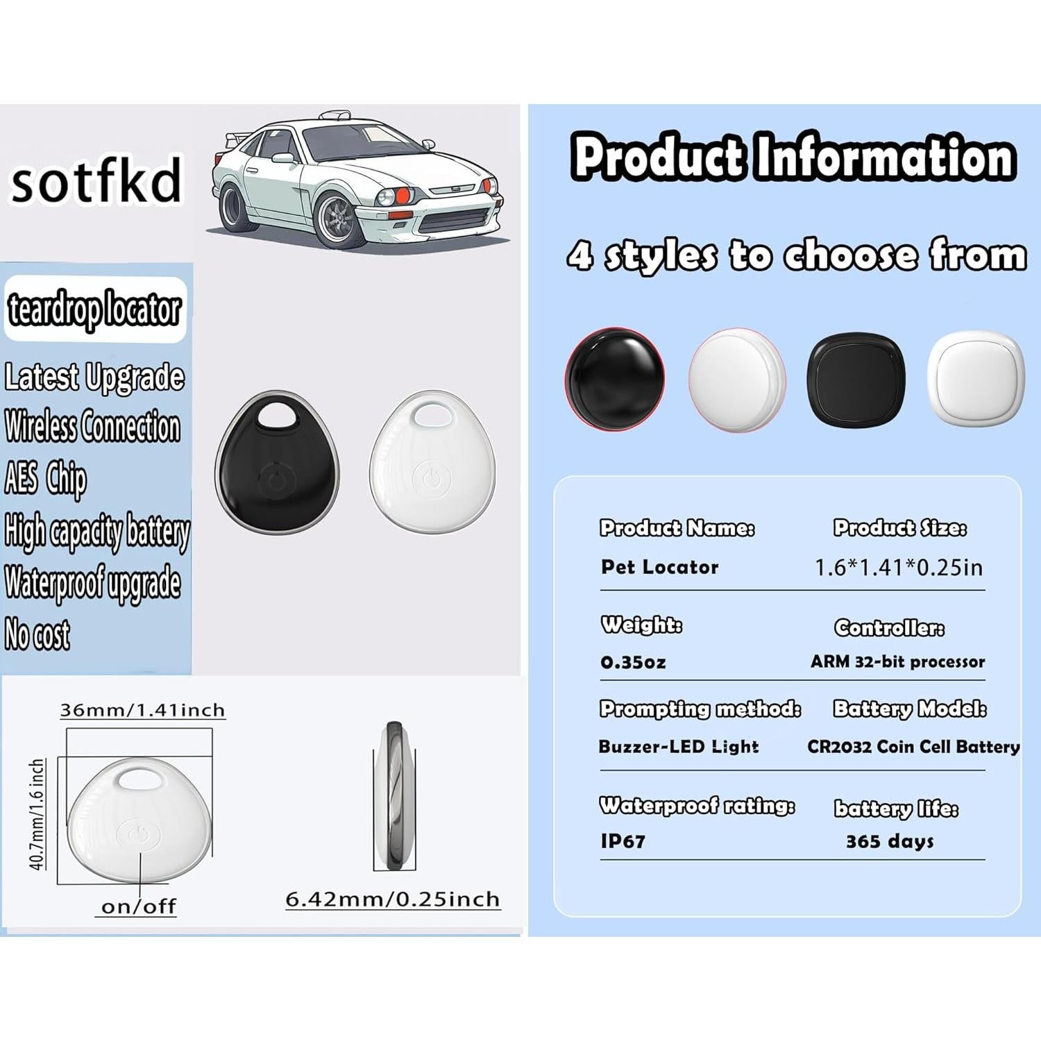 Paquete de 2 Rastreadores GPS Sotfkd para Vehículos iOS