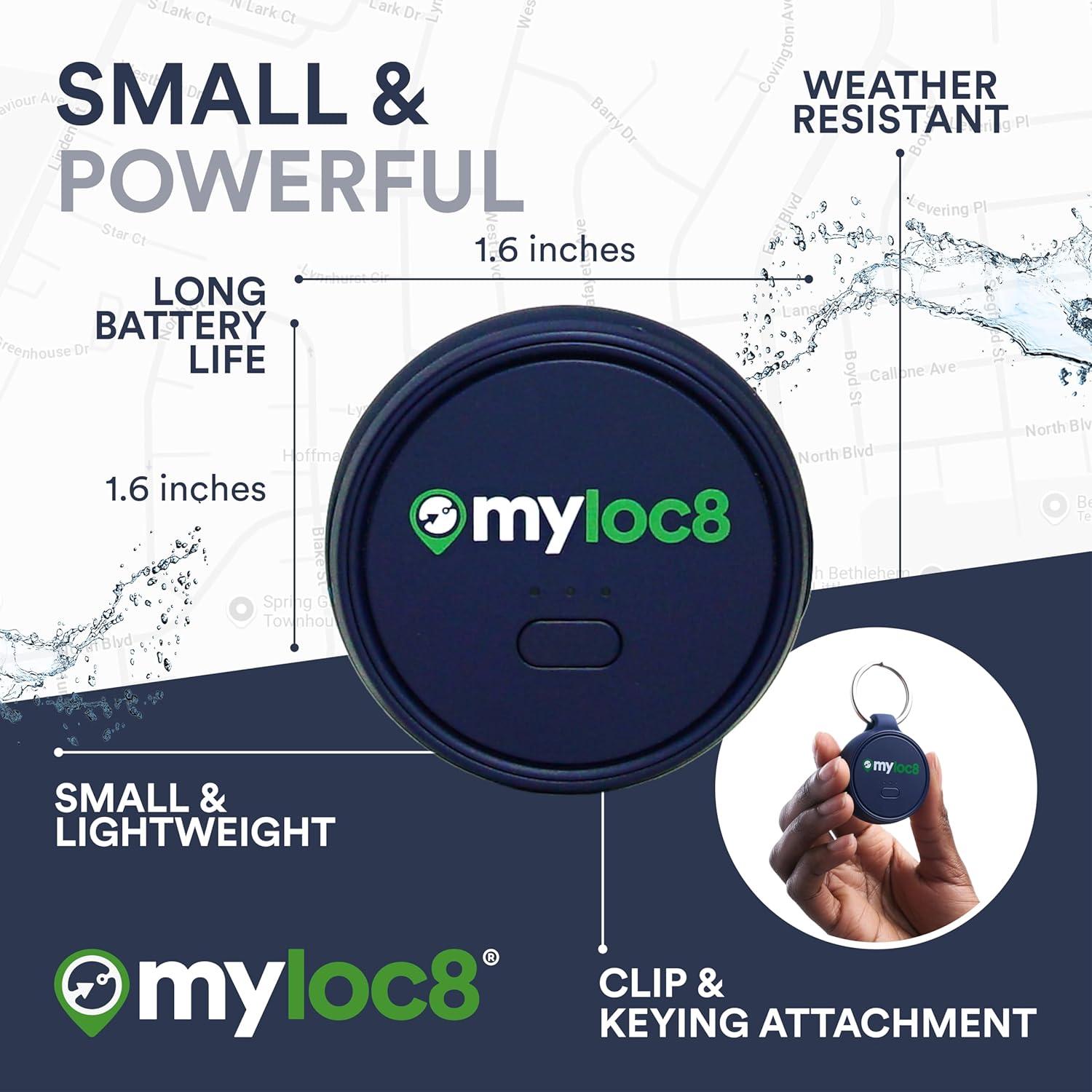 Localizador GPS Myloc8 para Llaves y Equipaje - Impermeable, SIM Integrada, Botón SOS