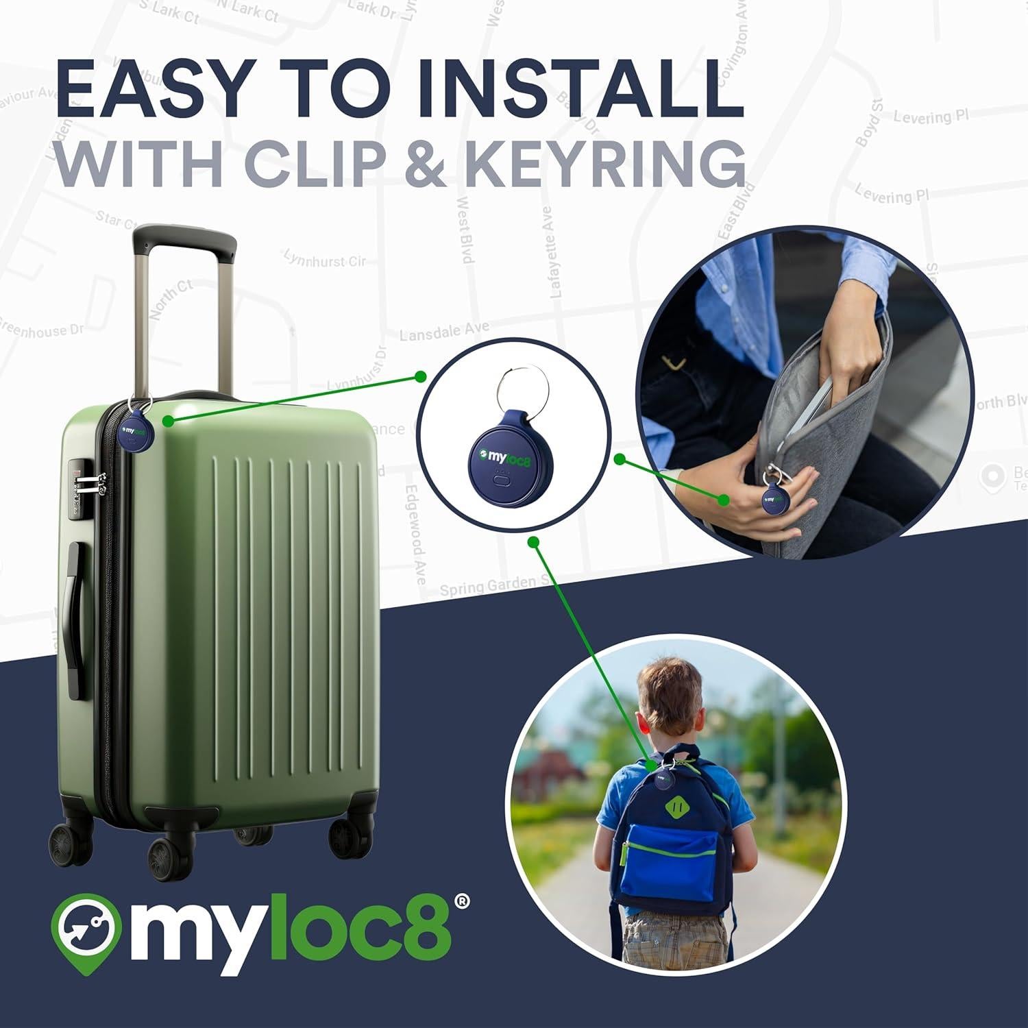 Localizador GPS Myloc8 para Llaves y Equipaje - Impermeable, SIM Integrada, Botón SOS