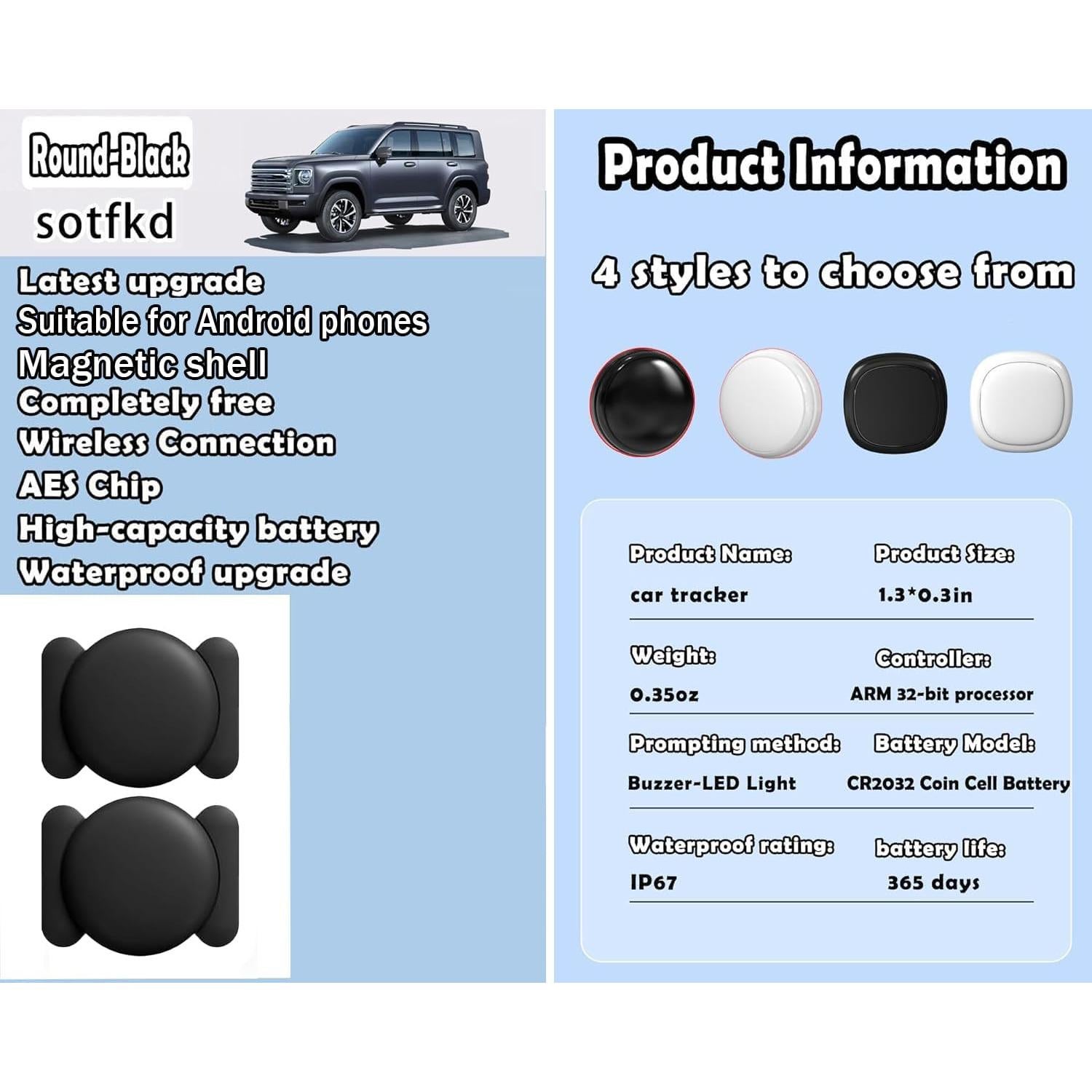 Paquete de 2 Rastreador GPS Magnético Sotfkd para Vehículos